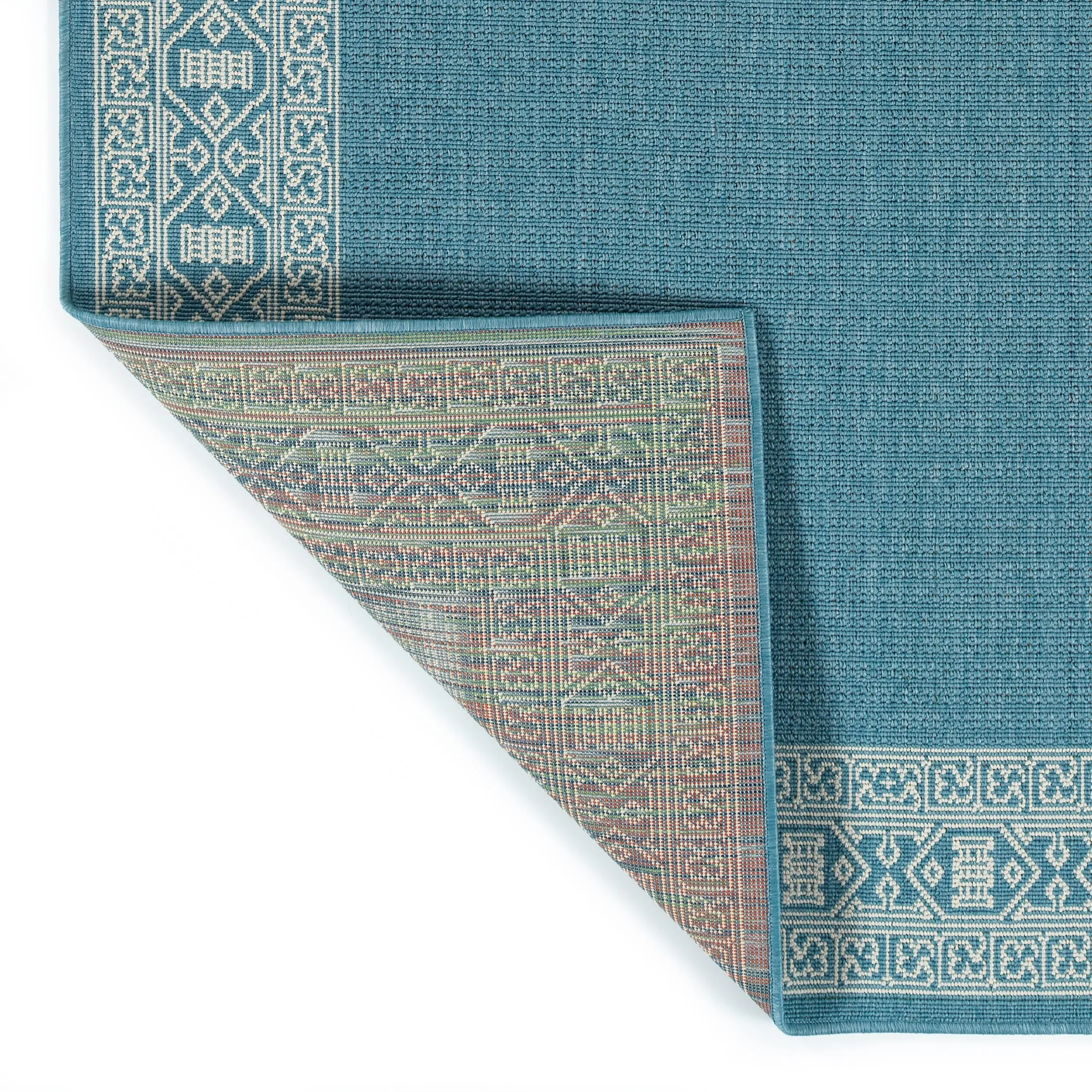 Amalie Geometric Border Coastal Polypropylene Indoor/ Outdoor Area Rug
