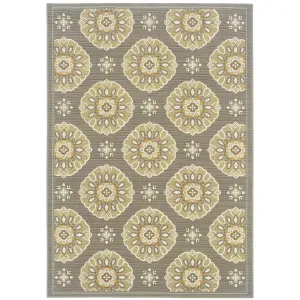 Avignon Grey Gold Floral Outdoor Casual Area Rug