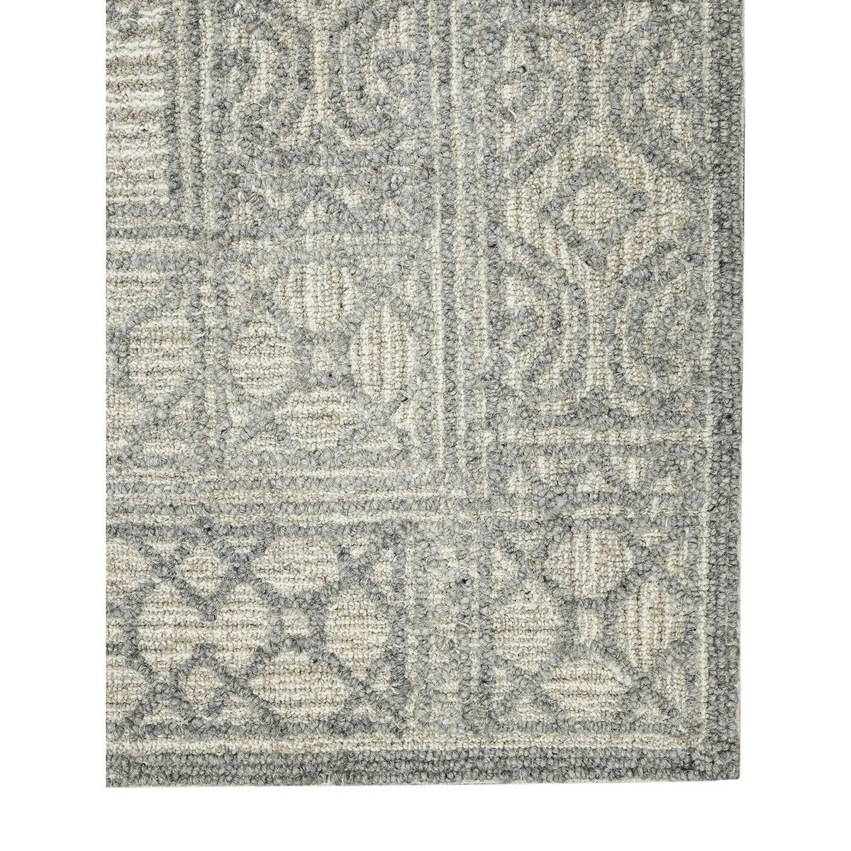 Bakari Wishek Gray Hand-Hooked Wool Area Rug