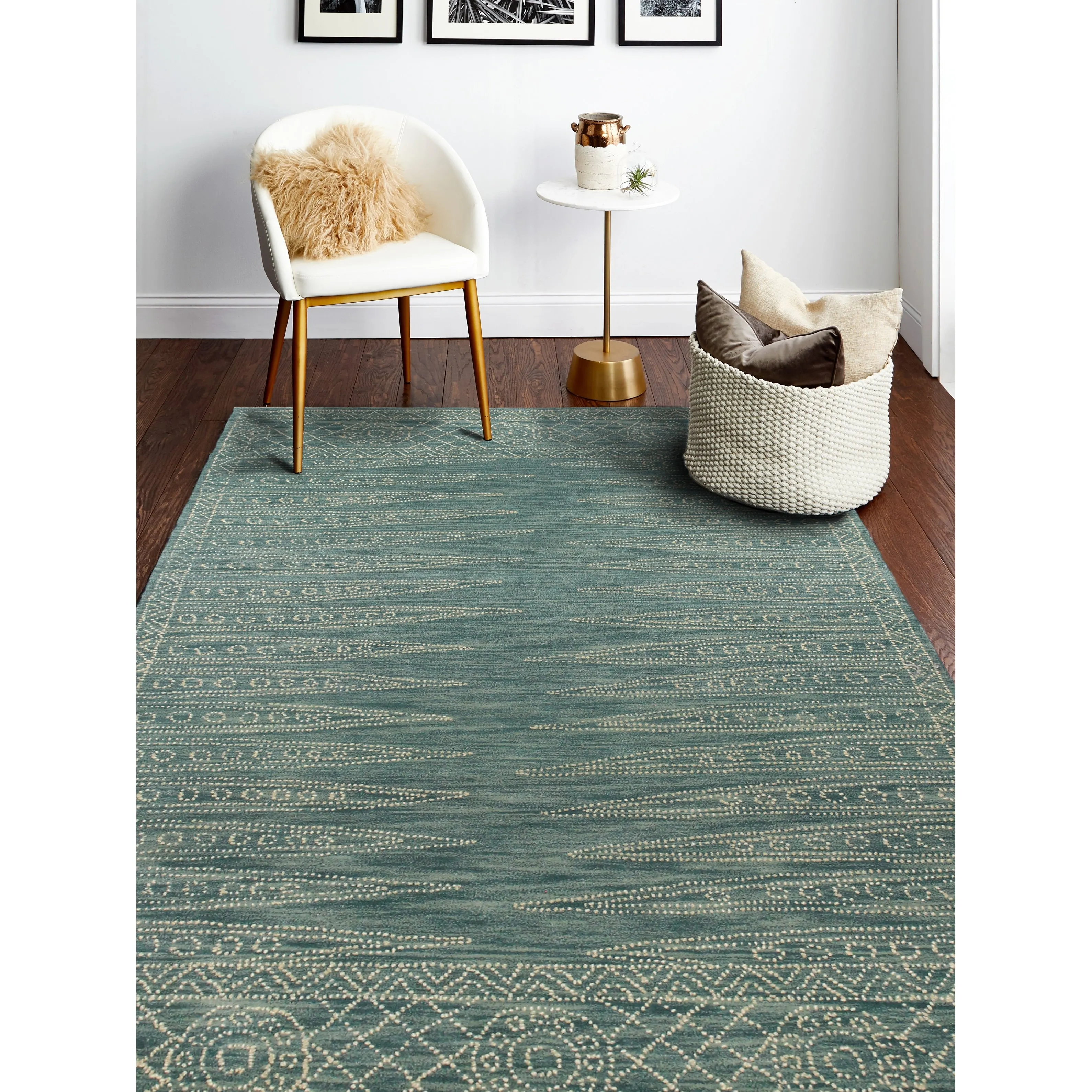 Bashian Hand-tufted Eloise Teal Rug