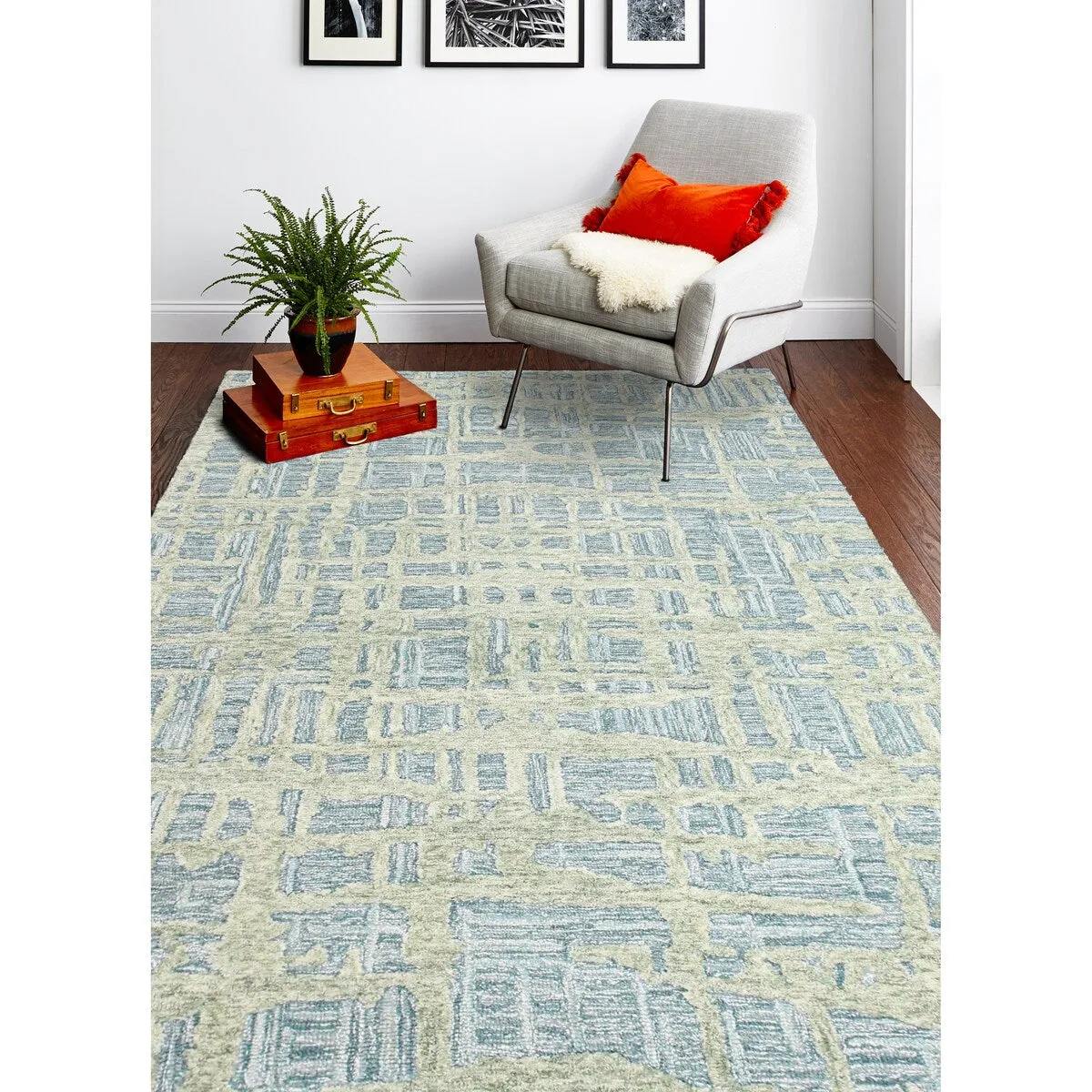 Bashian Nirvaan Teal Transitional Area Rug