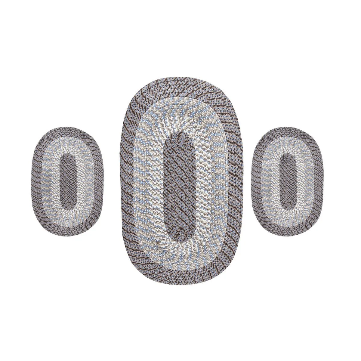 Better Trends Country Braid 100% Polypropylene 3 Pc Set Stain Resistant. Double Sided Reversible Indoor Area Utility Rug