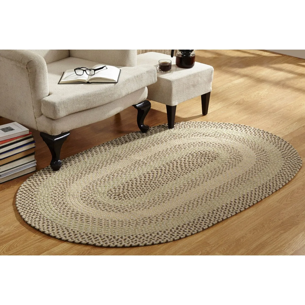 Better Trends Woodbridge Braid 100% Wool Stain Resistant. Double Sided Reversible Oval Indoor Area Utility Rug
