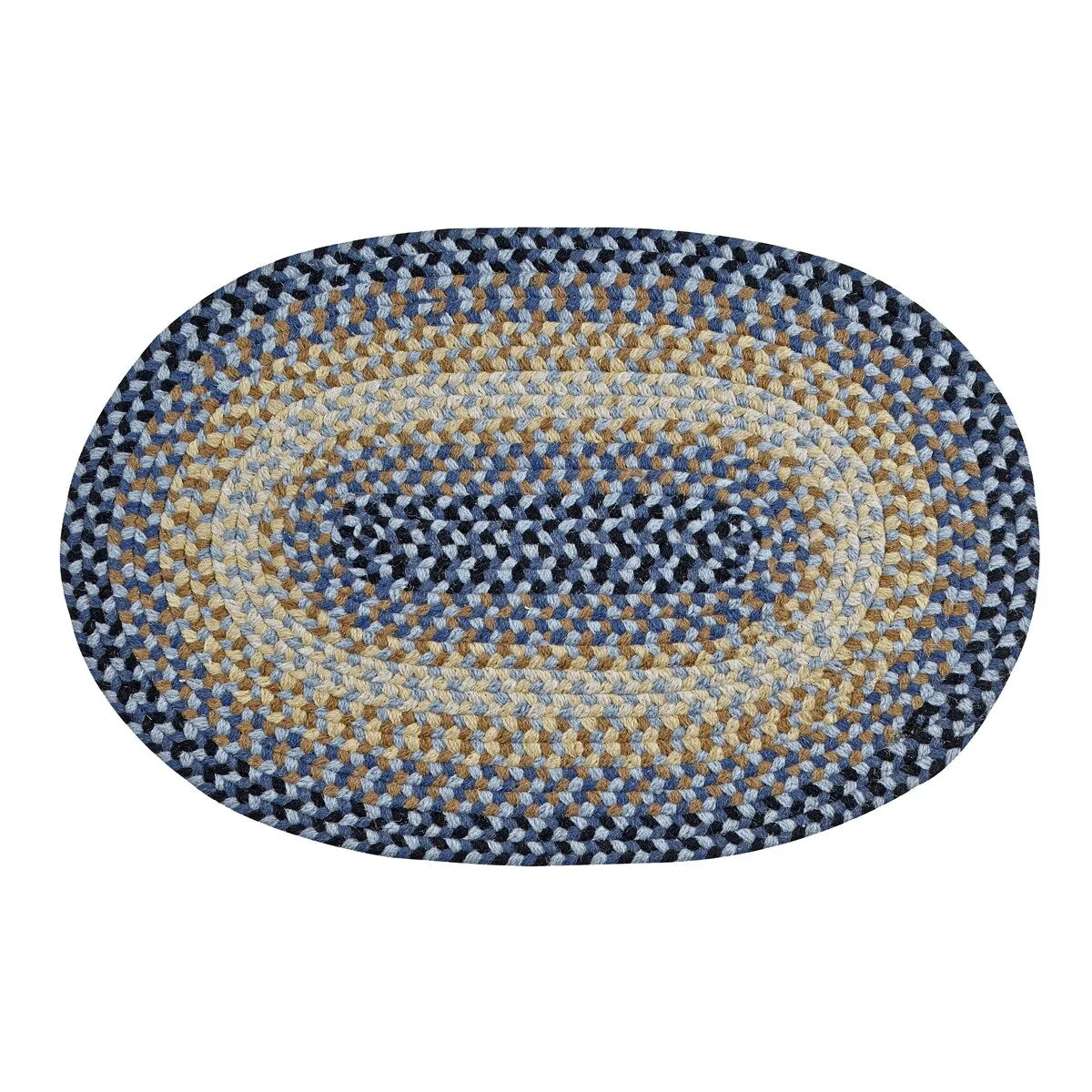Better Trends Woodbridge Braid 100% Wool Stain Resistant. Double Sided Reversible Oval Indoor Area Utility Rug