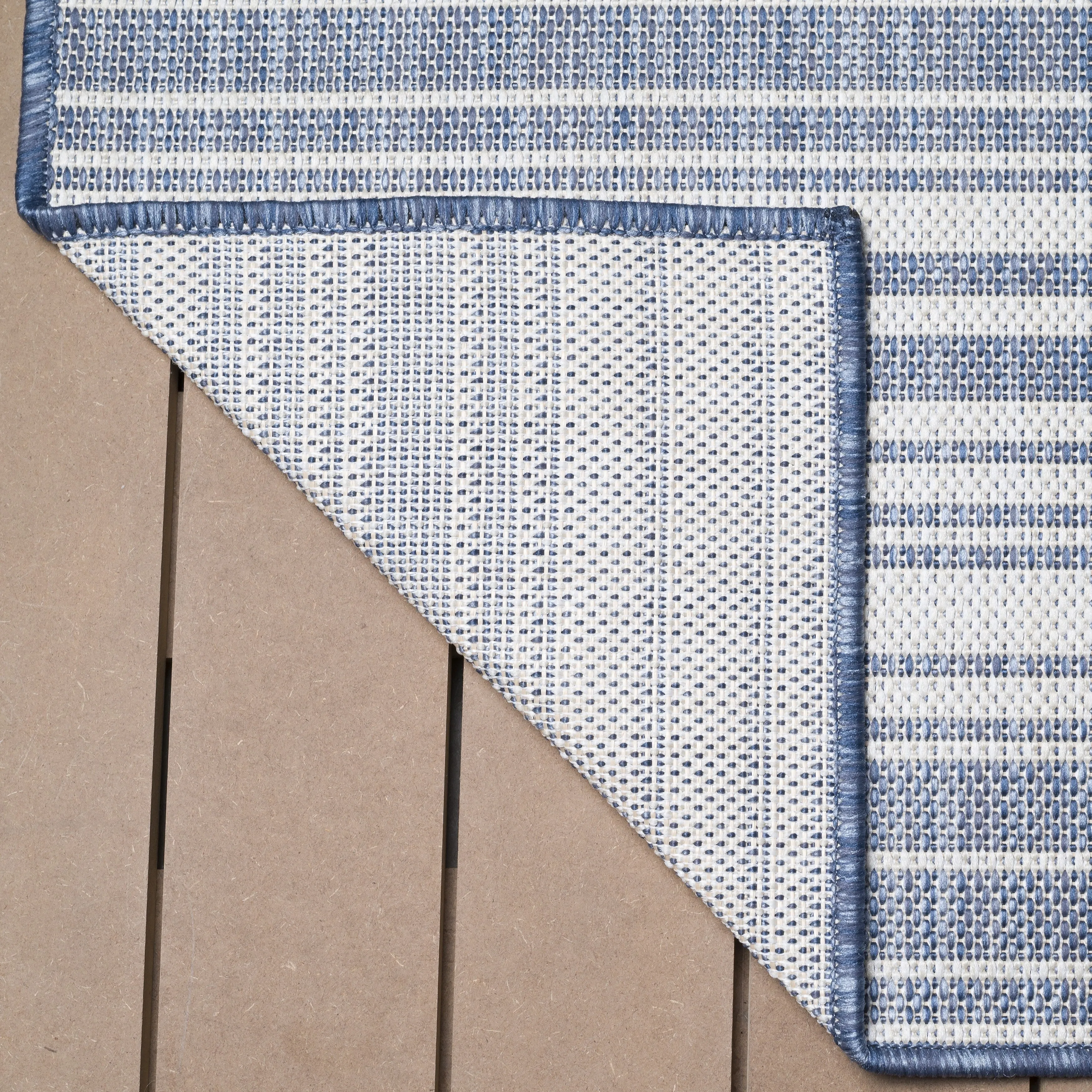 Beverly Rug Blue Striped Indoor Outdoor Rug. Outside Carpet for Patio. Deck. Porch