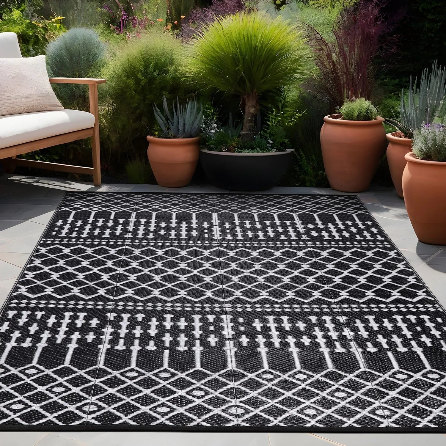 Beverly Rug Moroccan Trellis Outdoor Rug Waterproof for Patio. RV Camping