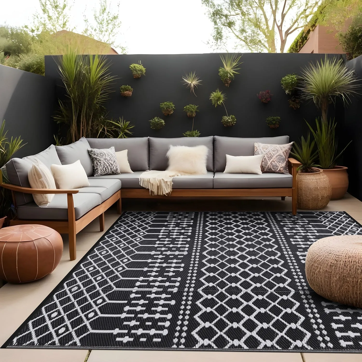 Beverly Rug Moroccan Trellis Outdoor Rug Waterproof for Patio. RV Camping
