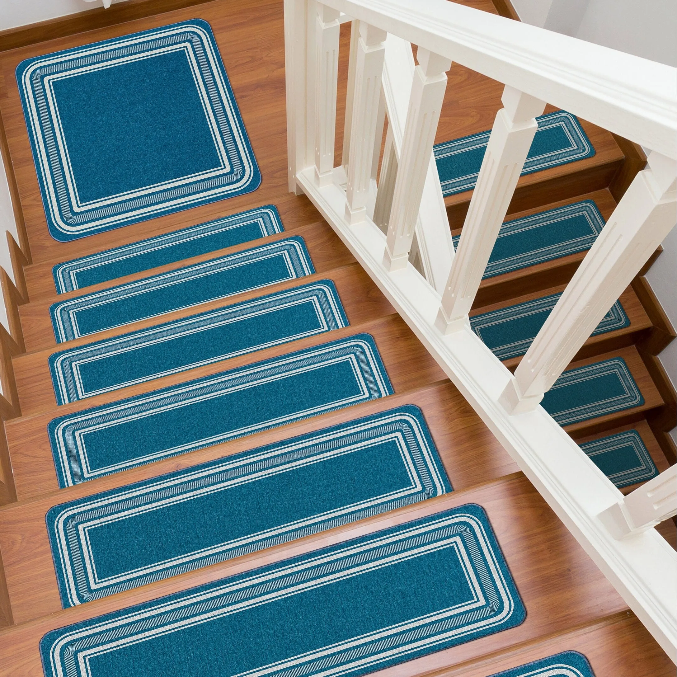 Beverly Rug Non Slip Bordered Stair Treads for Wooden Steps Indoor