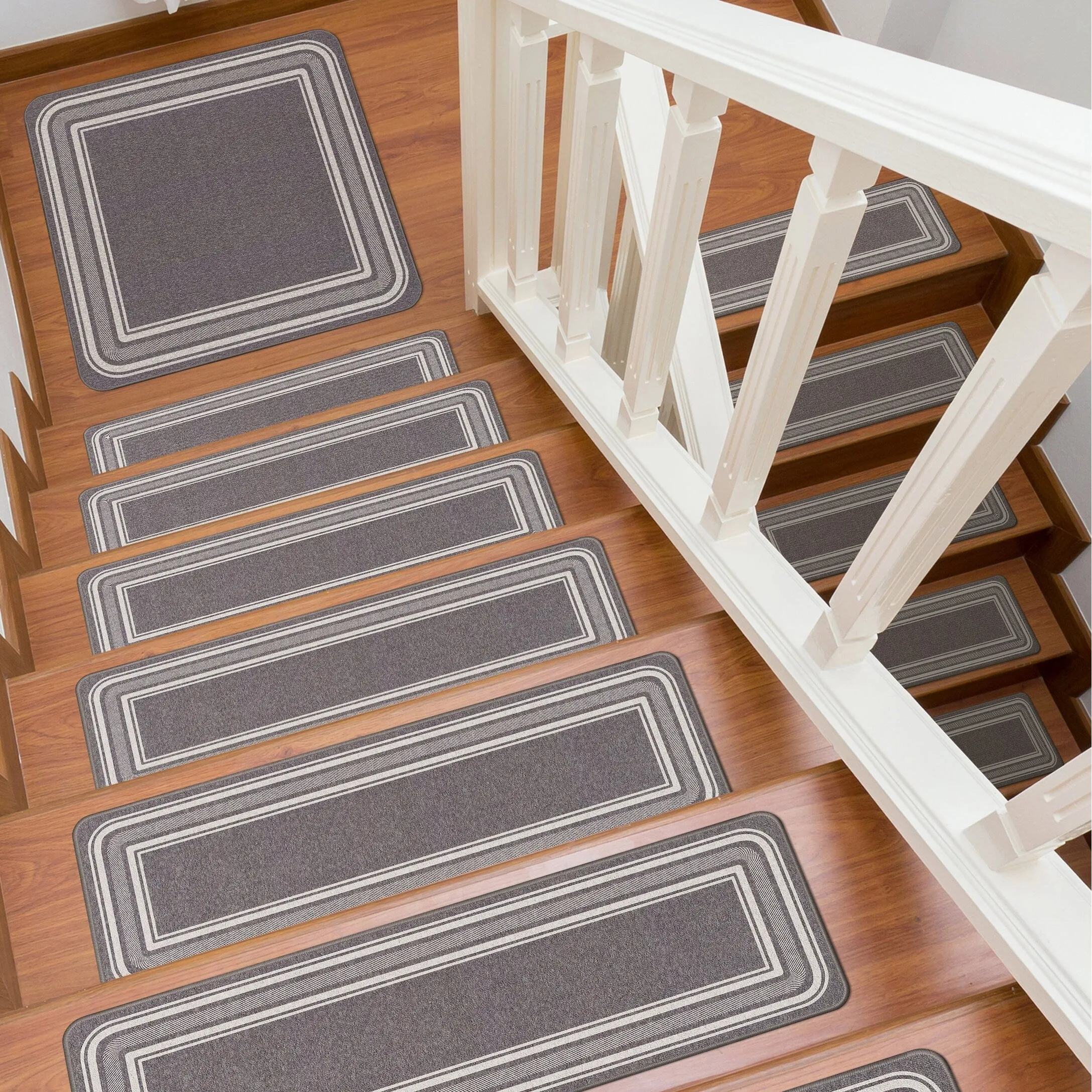 Beverly Rug Non Slip Bordered Stair Treads for Wooden Steps Indoor
