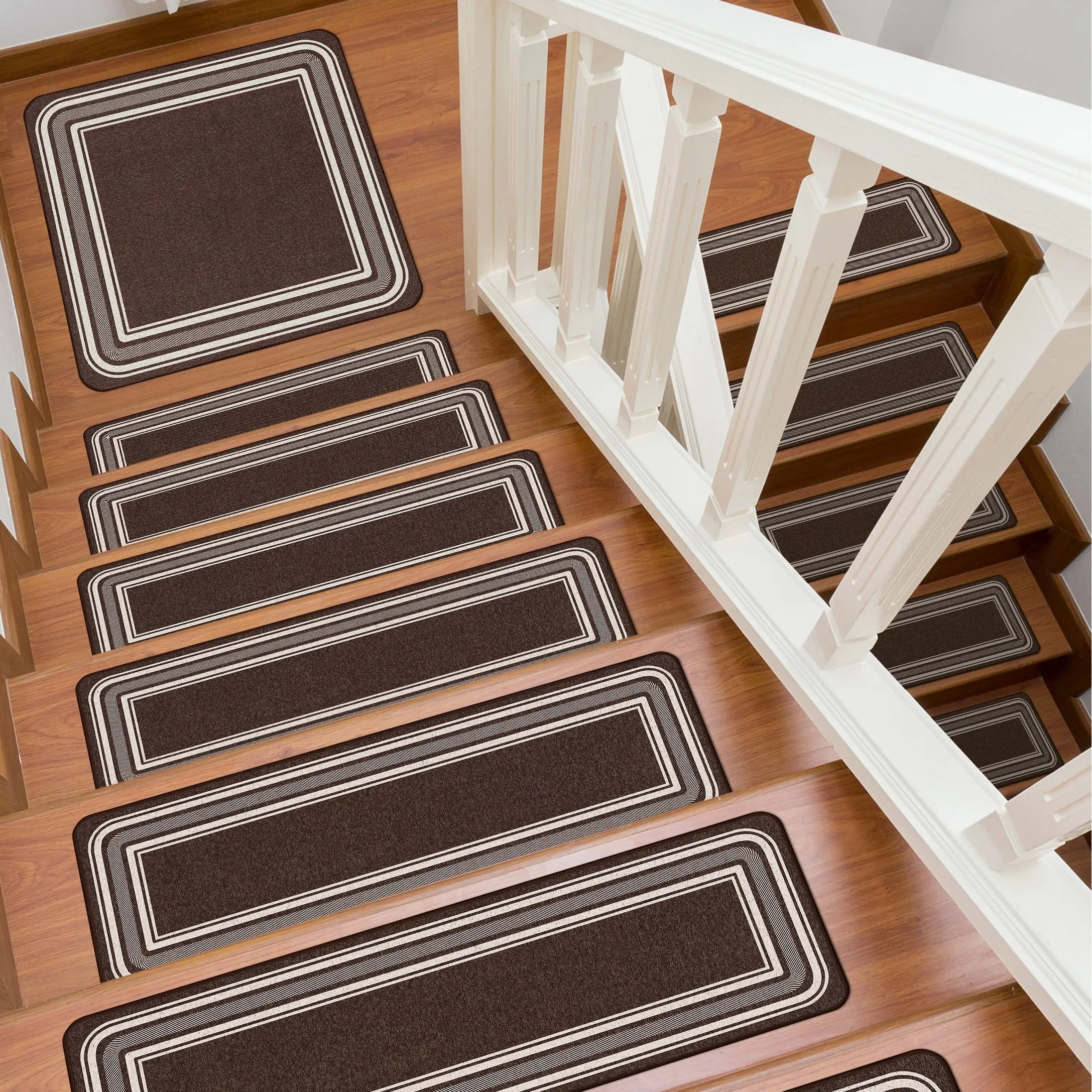 Beverly Rug Non Slip Bordered Stair Treads for Wooden Steps Indoor