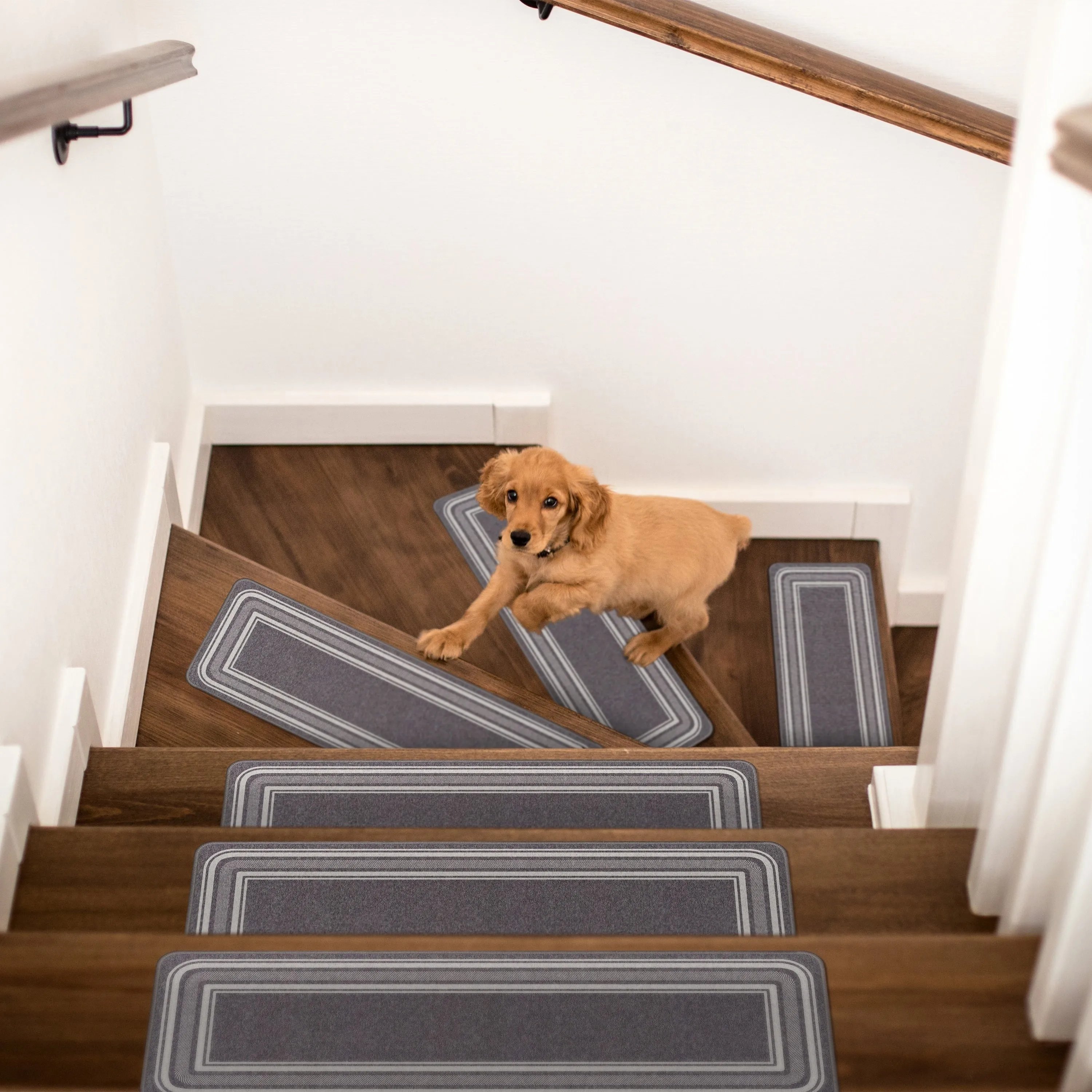 Beverly Rug Non Slip Bordered Stair Treads for Wooden Steps Indoor