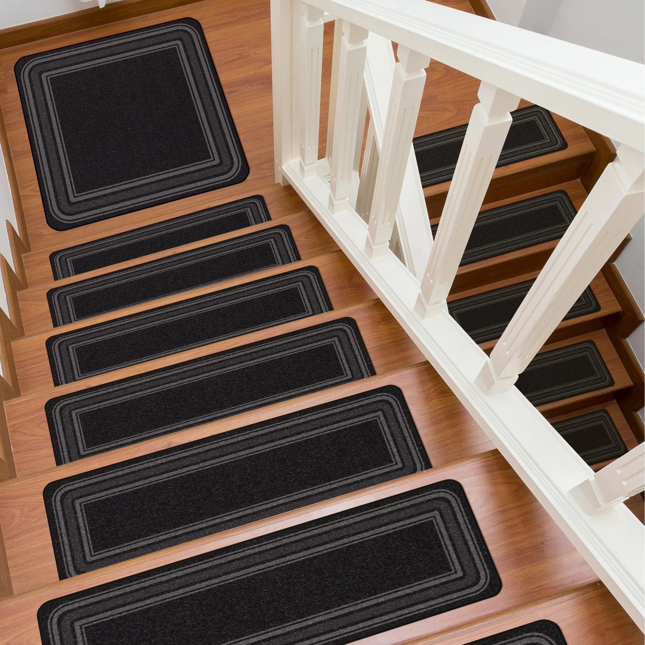 Beverly Rug Non Slip Bordered Stair Treads for Wooden Steps Indoor