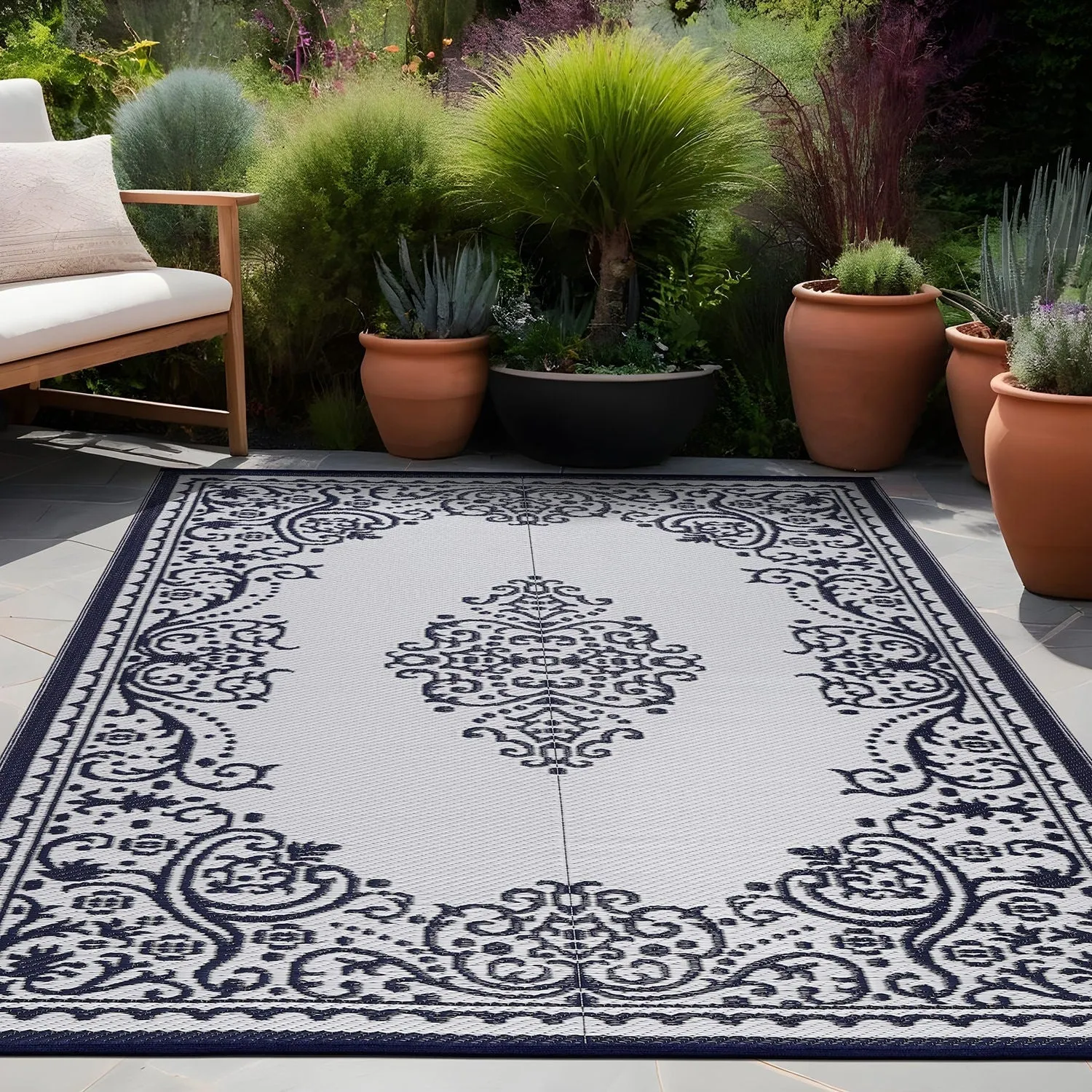 Beverly Rug Reversible Mats Plastic Outdoor Rug for Camping. Patio. Backyard. RV. Picnic. Deck