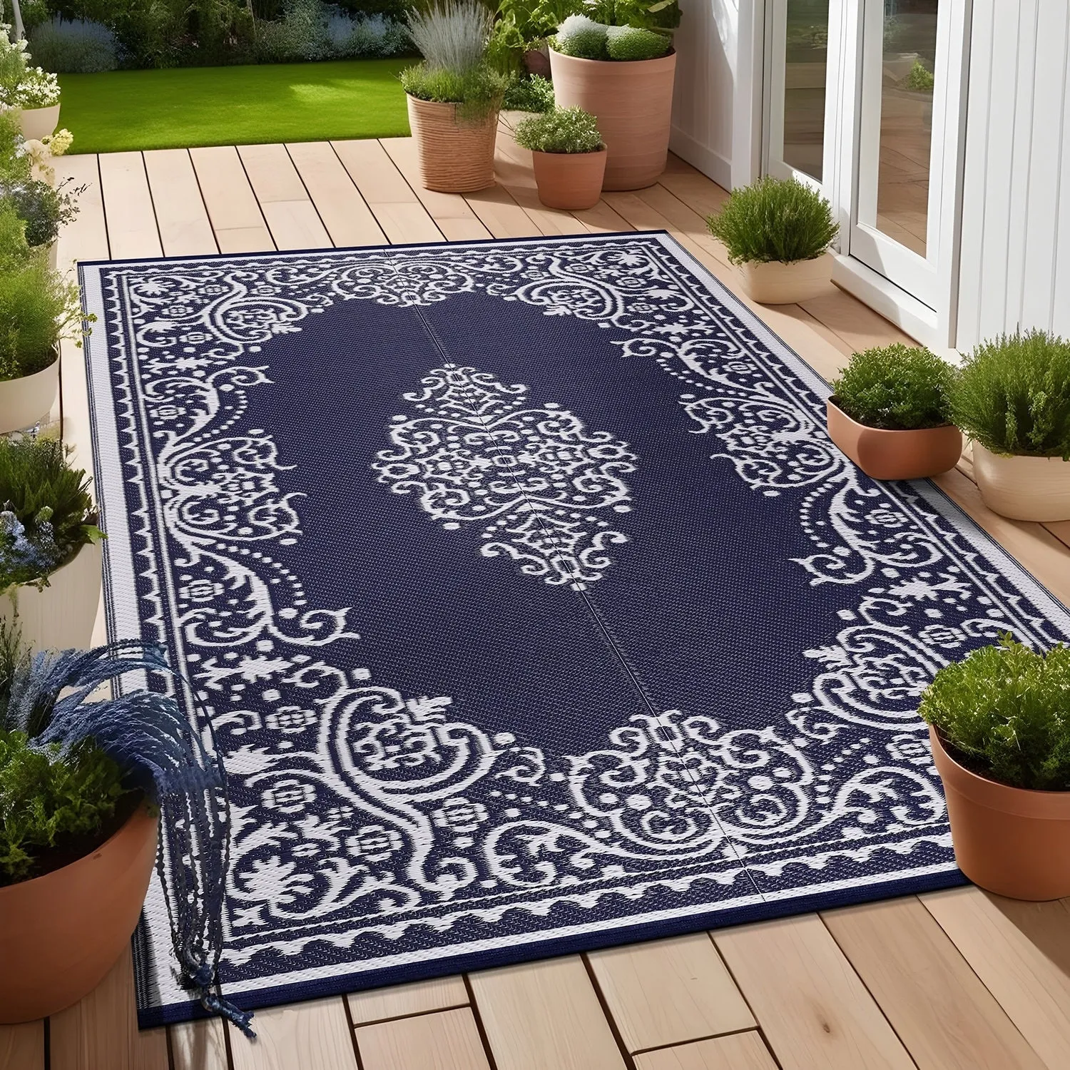 Beverly Rug Reversible Mats Plastic Outdoor Rug for Camping. Patio. Backyard. RV. Picnic. Deck