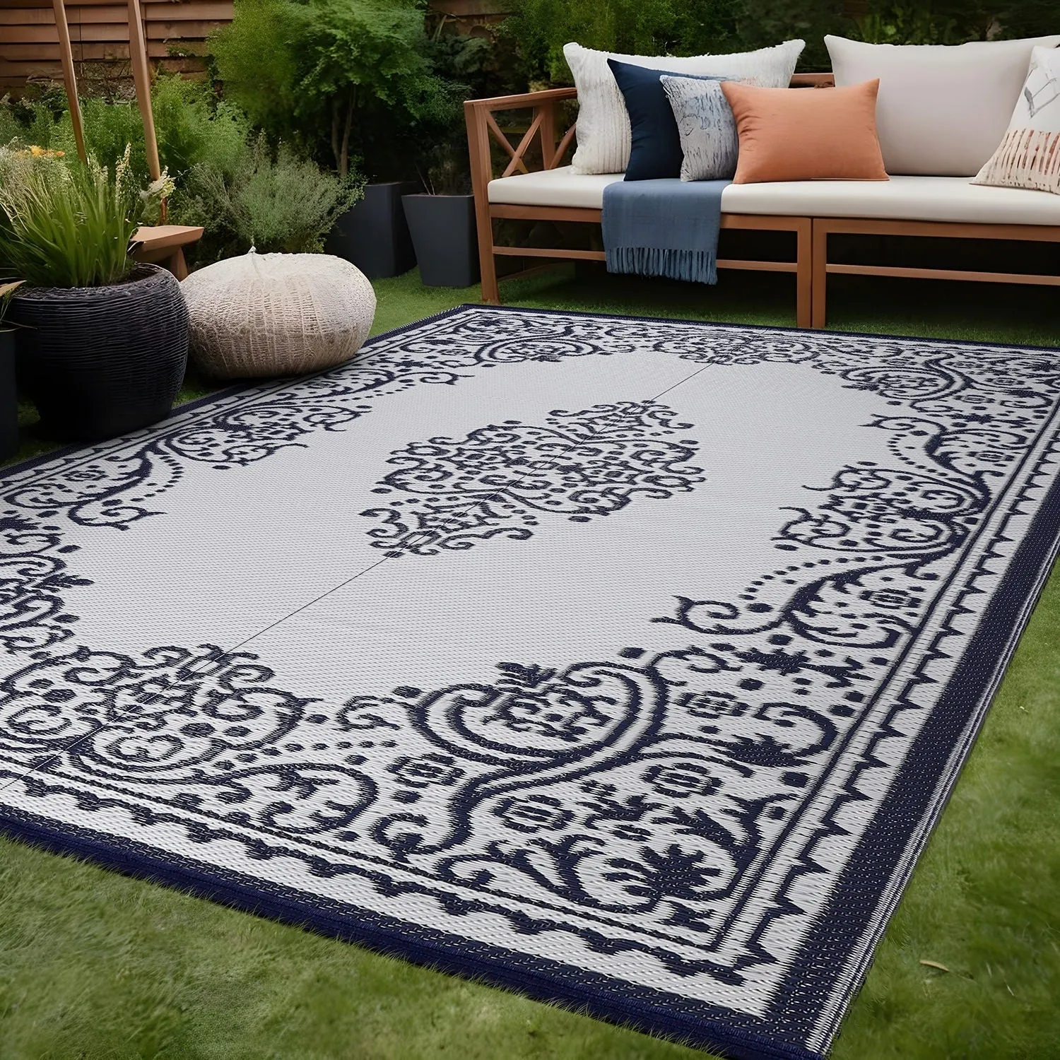 Beverly Rug Reversible Mats Plastic Outdoor Rug for Camping. Patio. Backyard. RV. Picnic. Deck