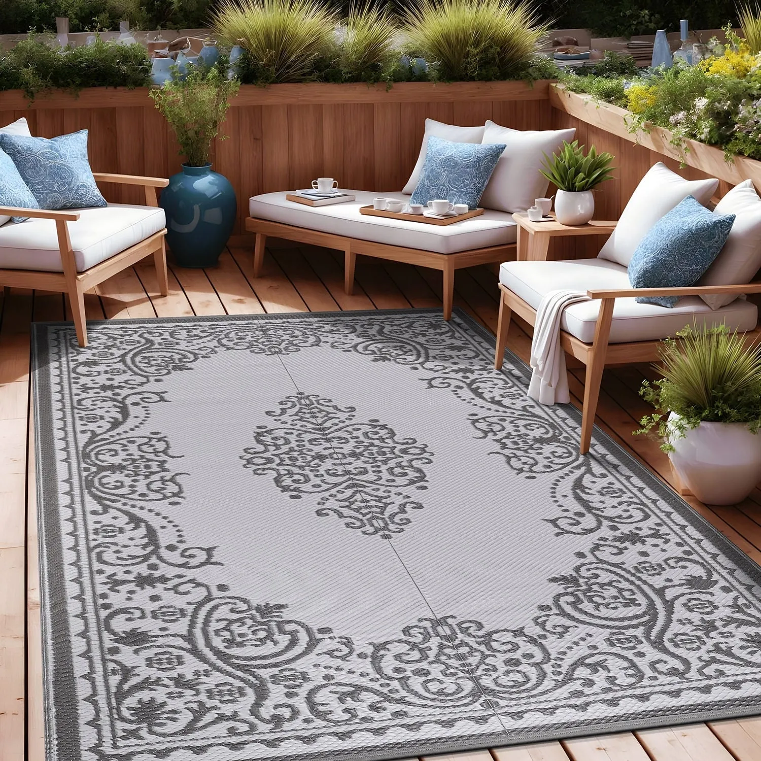 Beverly Rug Reversible Mats Plastic Outdoor Rug for Camping. Patio. Backyard. RV. Picnic. Deck