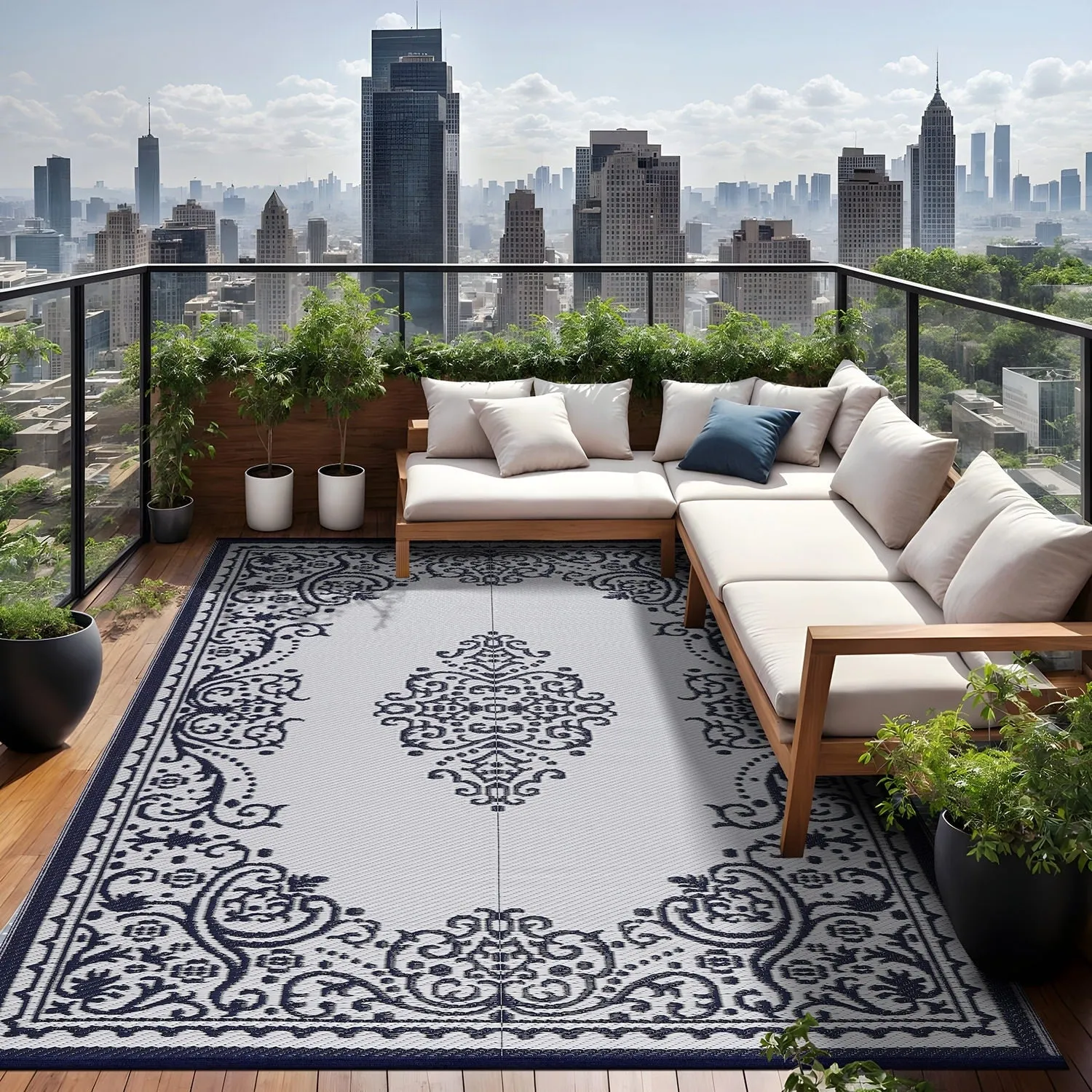 Beverly Rug Reversible Mats Plastic Outdoor Rug for Camping. Patio. Backyard. RV. Picnic. Deck