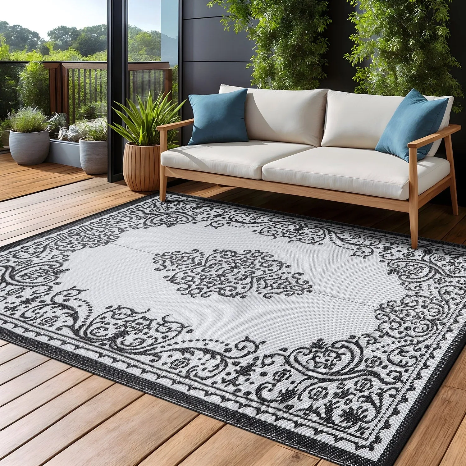 Beverly Rug Reversible Mats Plastic Outdoor Rug for Camping. Patio. Backyard. RV. Picnic. Deck