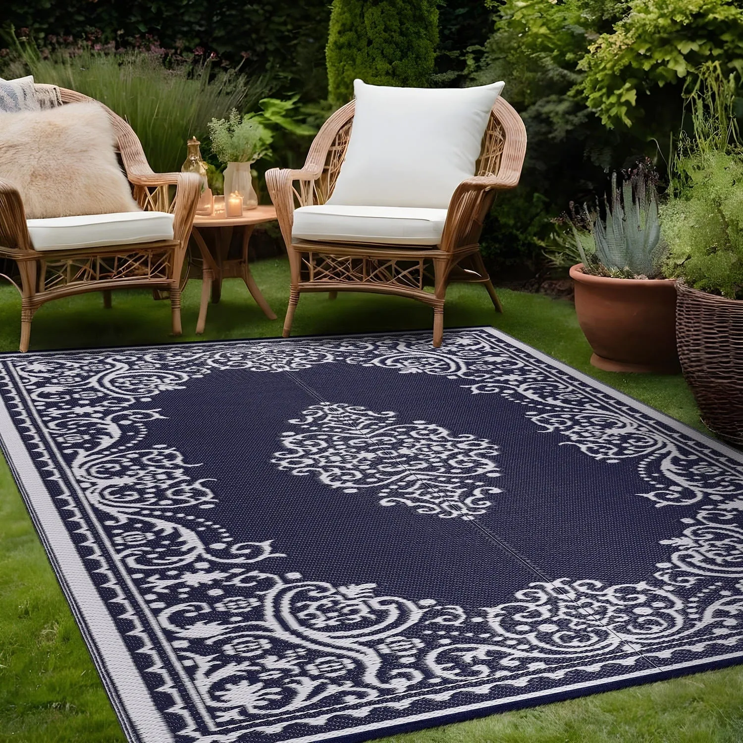 Beverly Rug Reversible Mats Plastic Outdoor Rug for Camping. Patio. Backyard. RV. Picnic. Deck