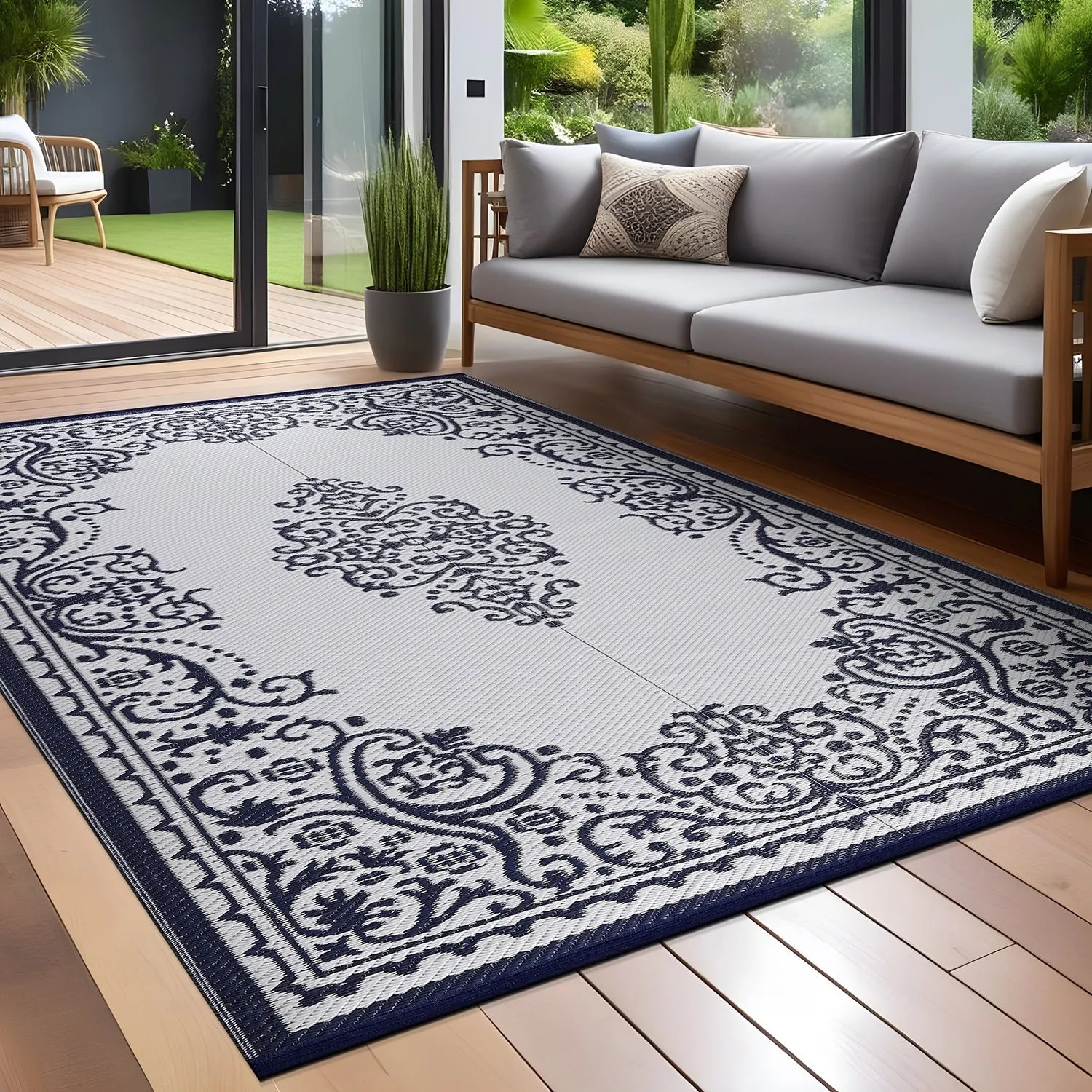 Beverly Rug Reversible Mats Plastic Outdoor Rug for Camping. Patio. Backyard. RV. Picnic. Deck