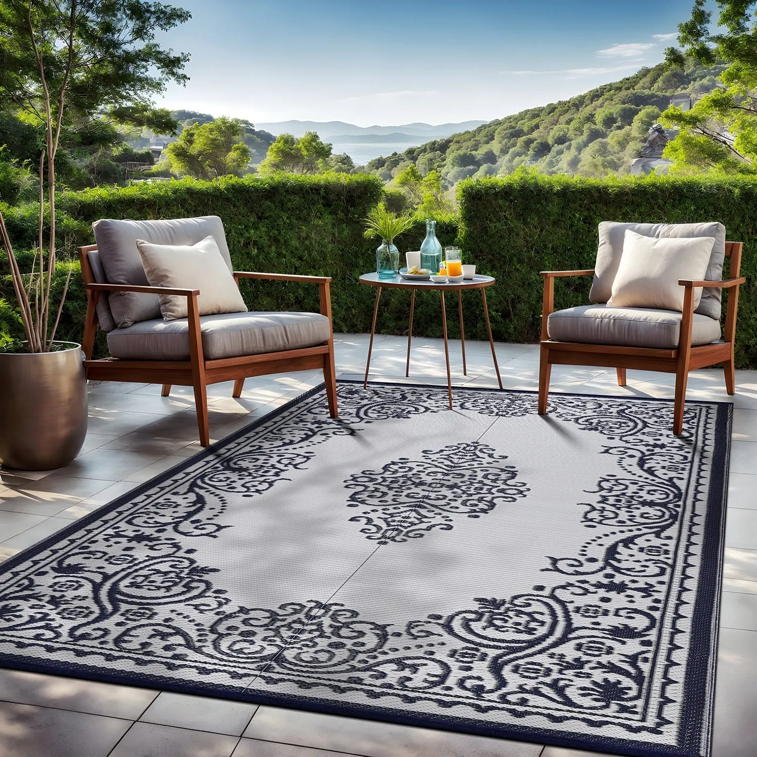 Beverly Rug Reversible Mats Plastic Outdoor Rug for Camping. Patio. Backyard. RV. Picnic. Deck