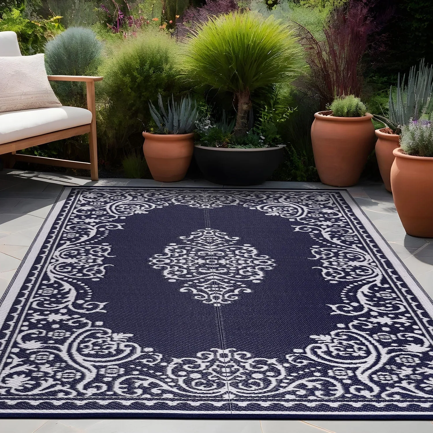 Beverly Rug Reversible Mats Plastic Outdoor Rug for Camping. Patio. Backyard. RV. Picnic. Deck
