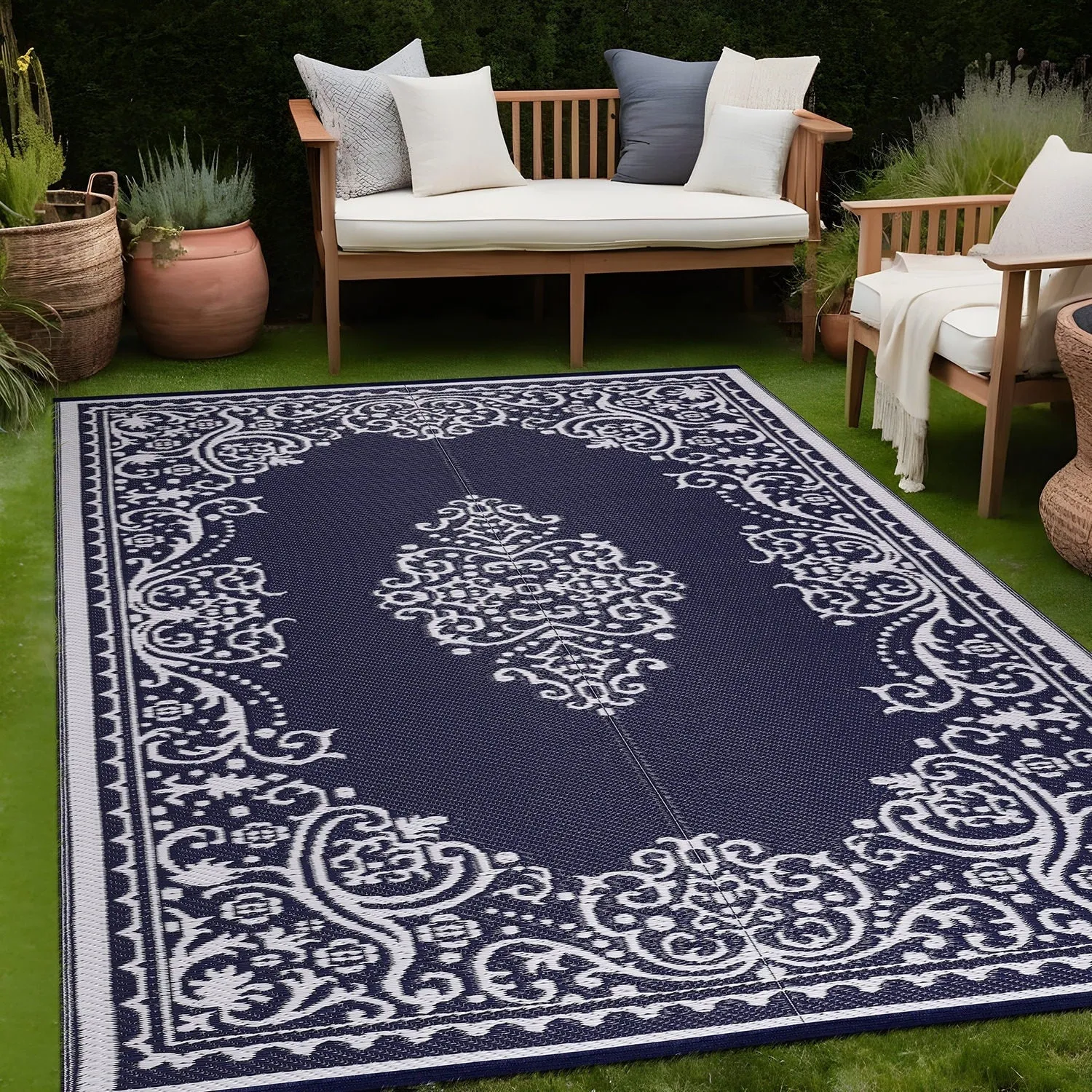 Beverly Rug Reversible Mats Plastic Outdoor Rug for Camping. Patio. Backyard. RV. Picnic. Deck