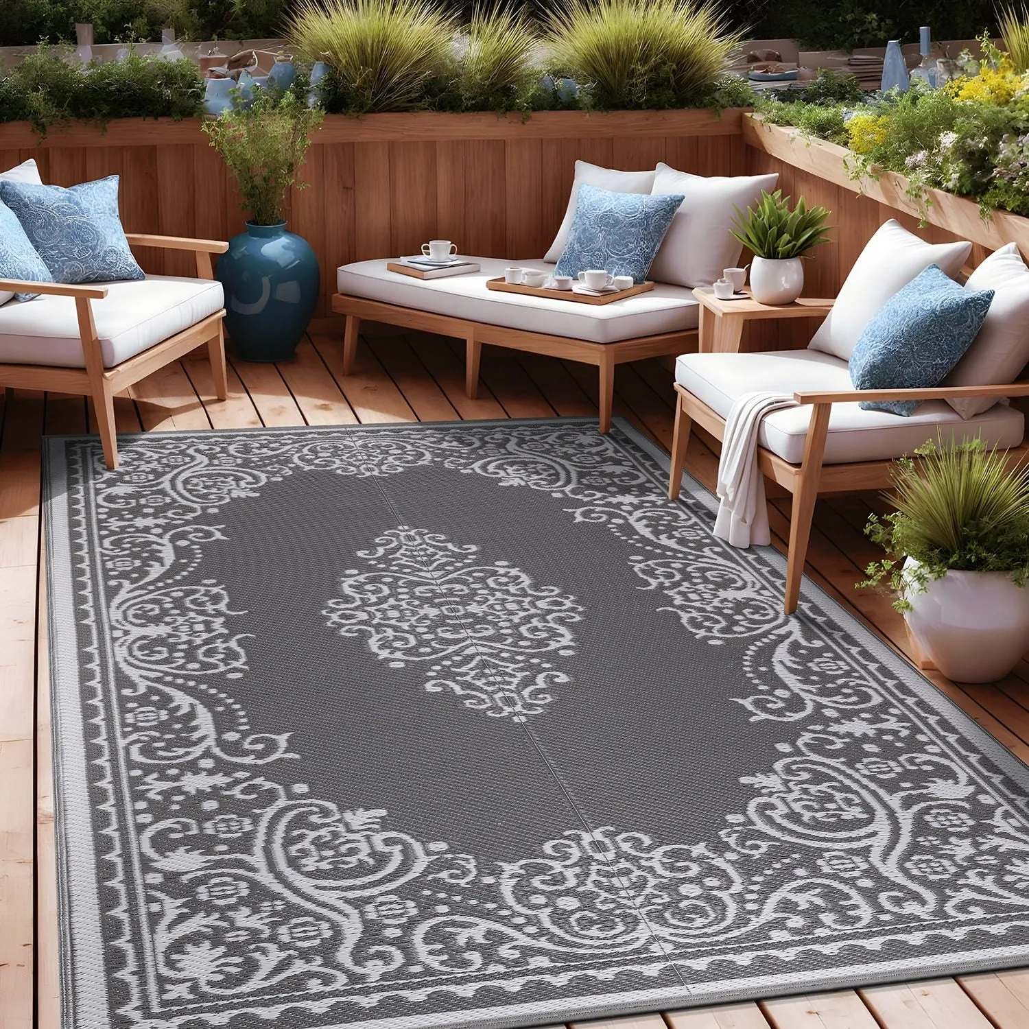 Beverly Rug Reversible Mats Plastic Outdoor Rug for Camping. Patio. Backyard. RV. Picnic. Deck