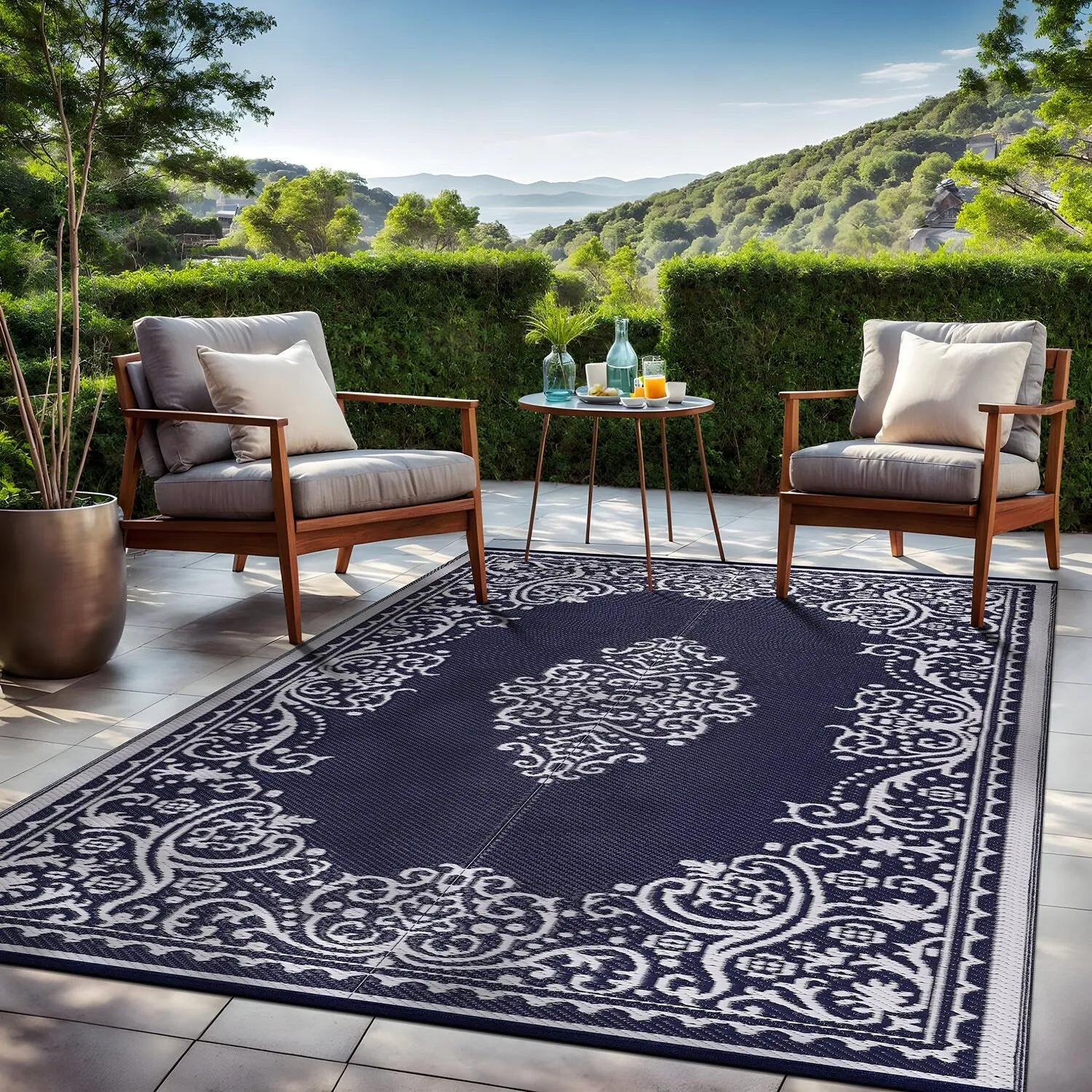 Beverly Rug Reversible Mats Plastic Outdoor Rug for Camping. Patio. Backyard. RV. Picnic. Deck