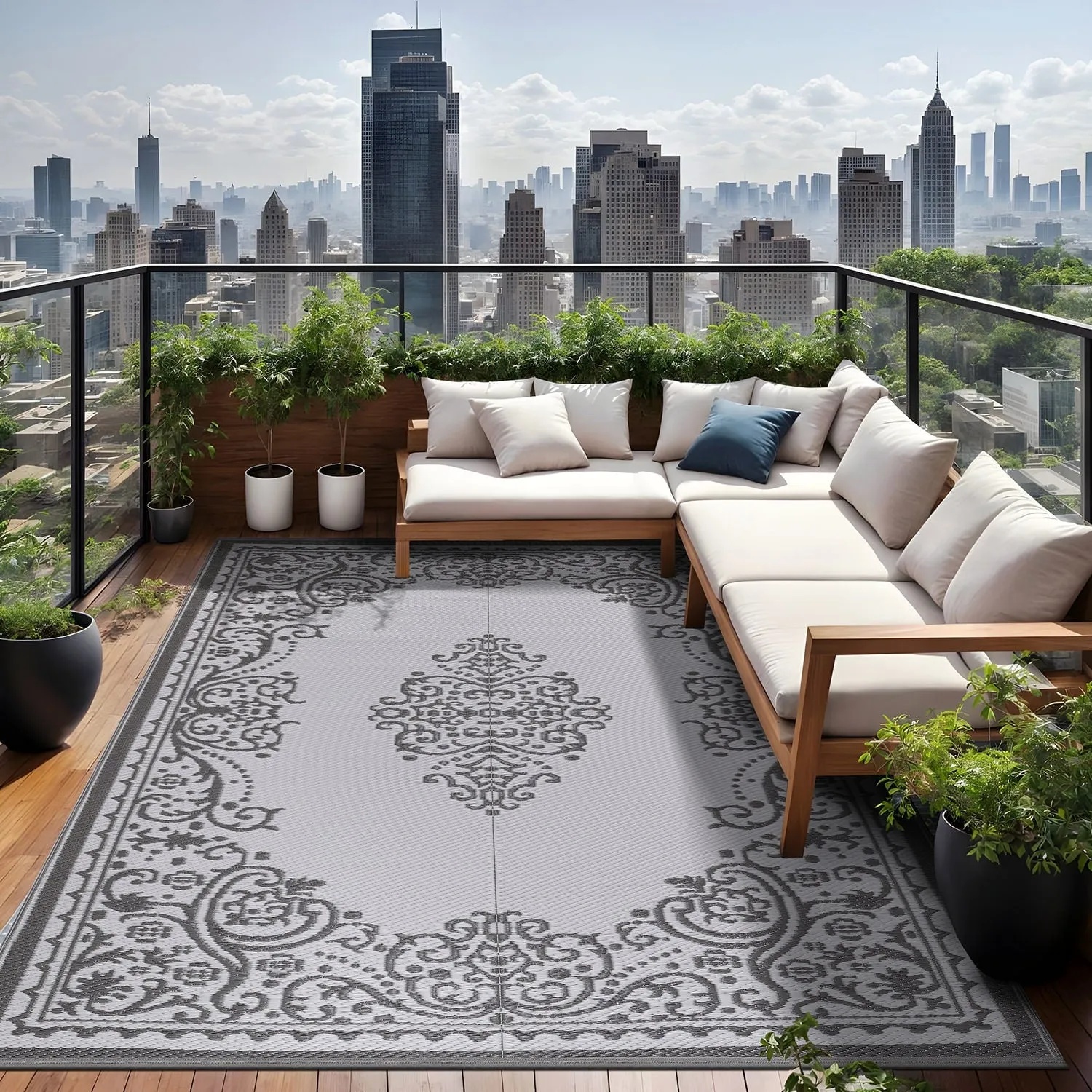Beverly Rug Reversible Mats Plastic Outdoor Rug for Camping. Patio. Backyard. RV. Picnic. Deck