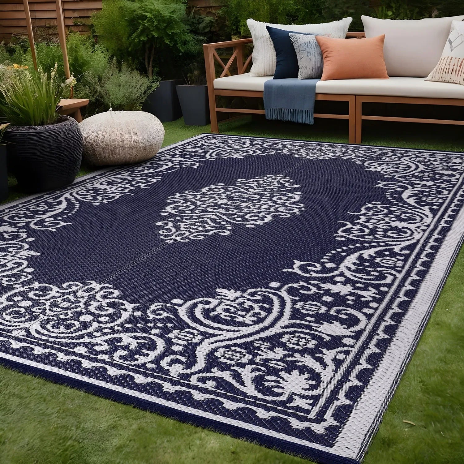 Beverly Rug Reversible Mats Plastic Outdoor Rug for Camping. Patio. Backyard. RV. Picnic. Deck