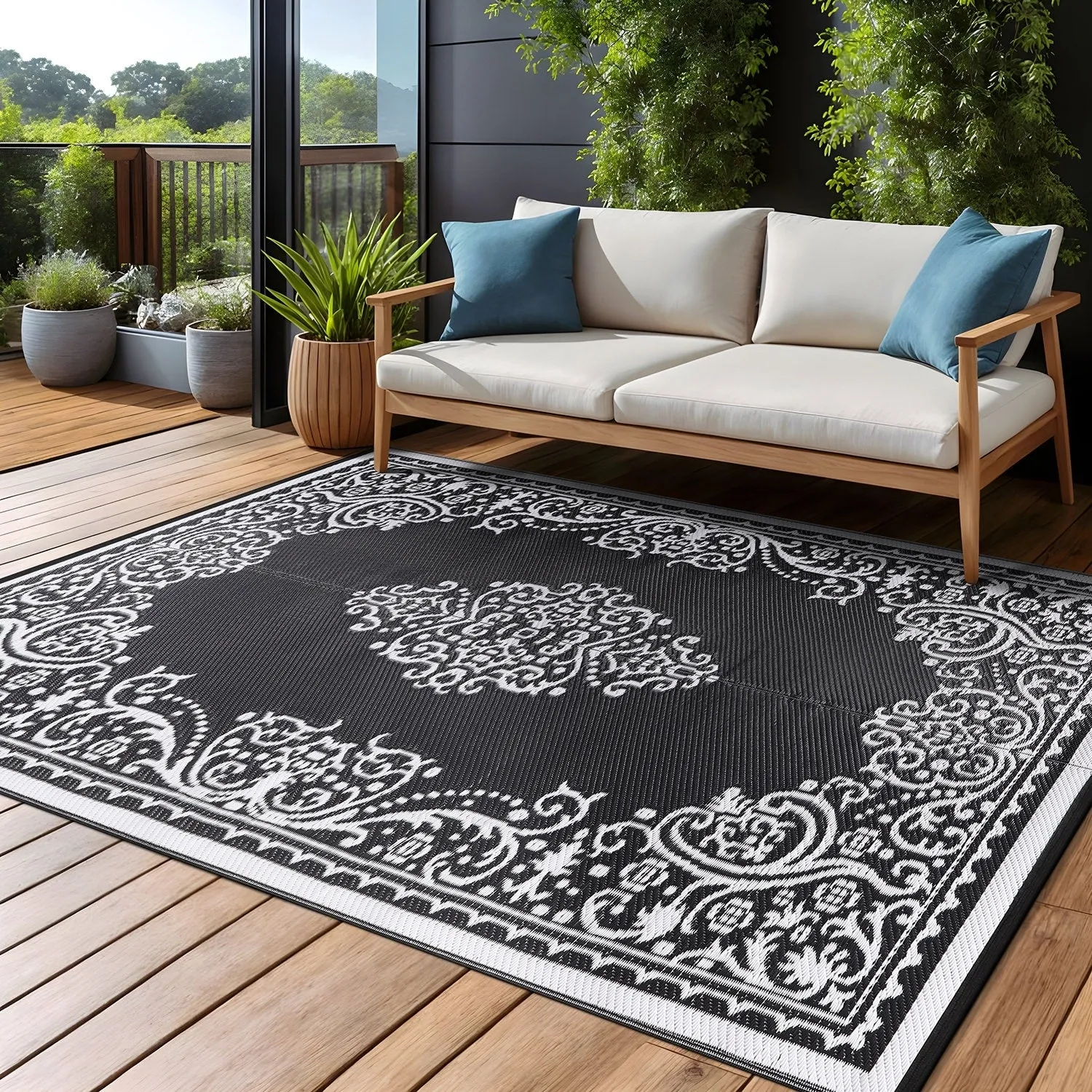 Beverly Rug Reversible Mats Plastic Outdoor Rug for Camping. Patio. Backyard. RV. Picnic. Deck