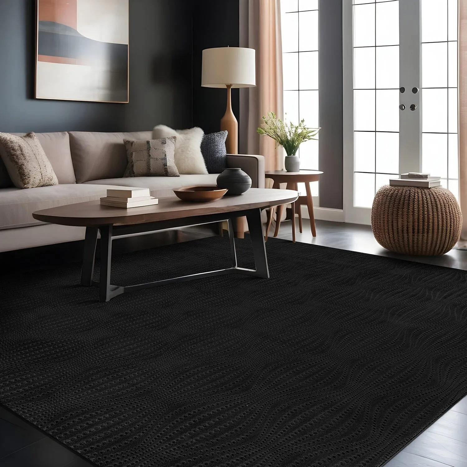 Beverly Rug Serenity Solid Modern Non Slip Soft Indoor Area Rug