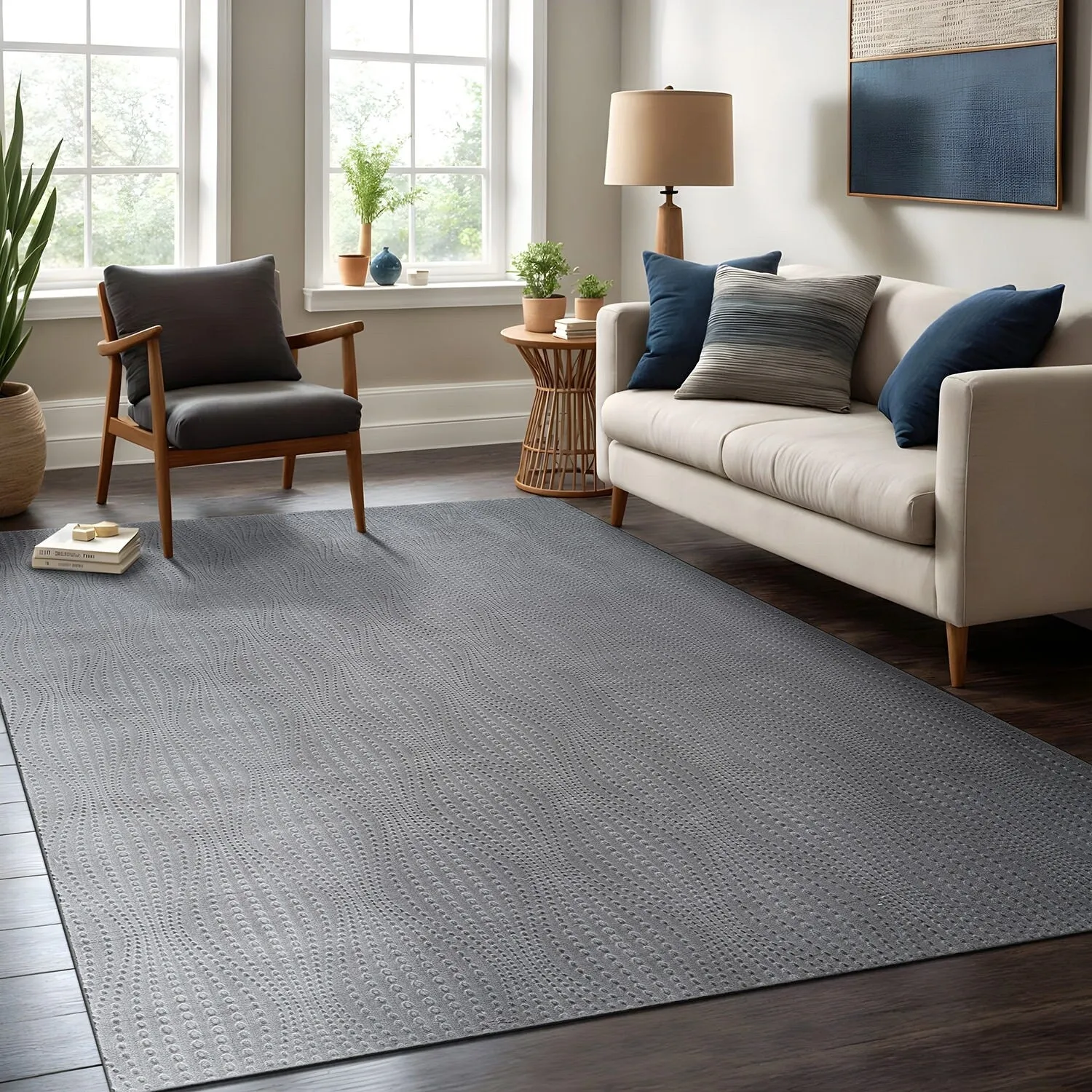 Beverly Rug Serenity Solid Modern Non Slip Soft Indoor Area Rug