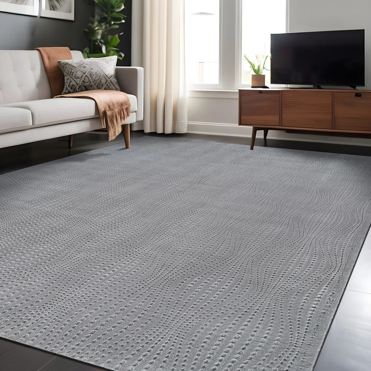 Beverly Rug Serenity Solid Modern Non Slip Soft Indoor Area Rug