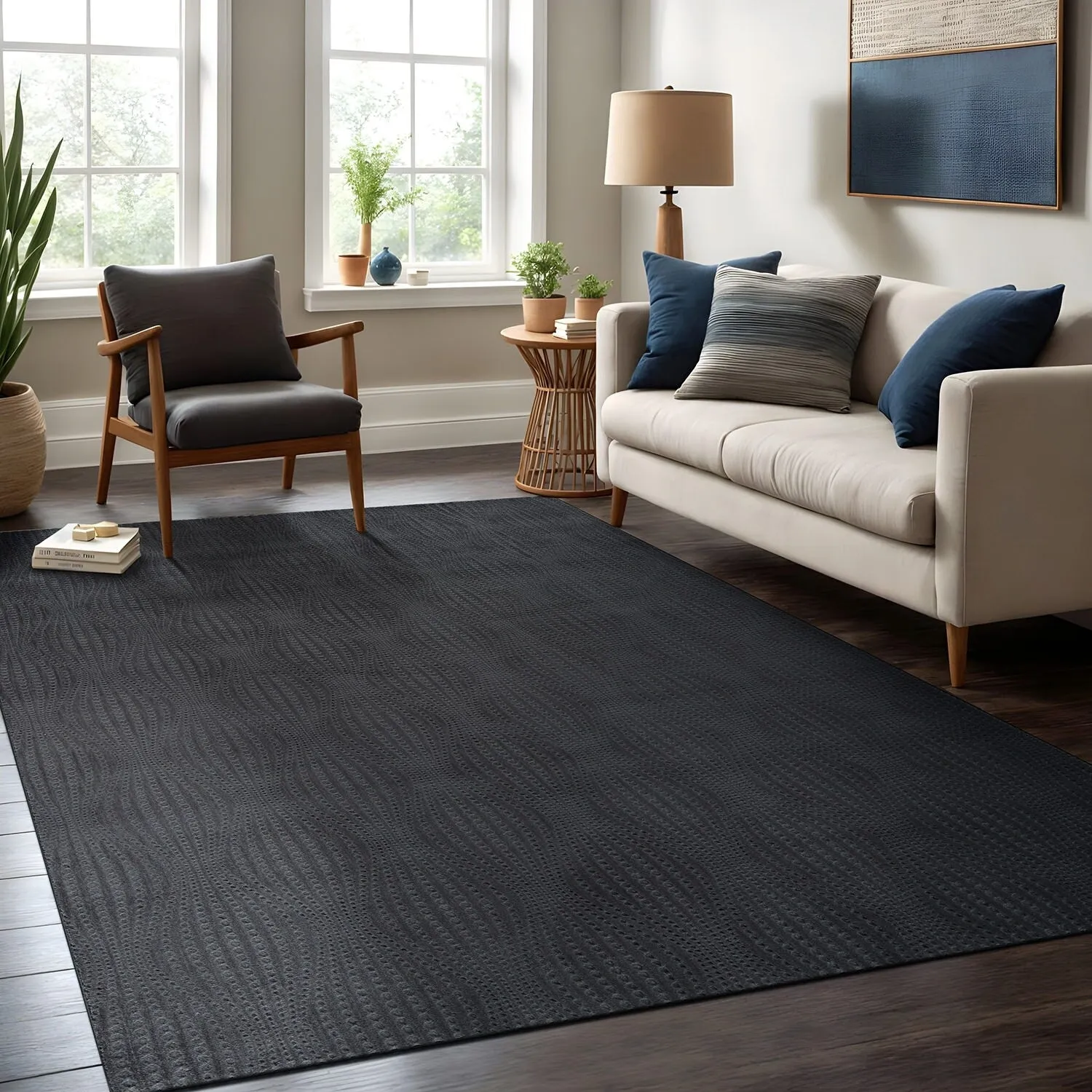Beverly Rug Serenity Solid Modern Non Slip Soft Indoor Area Rug