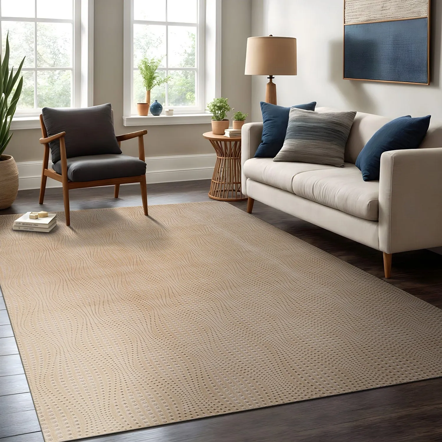 Beverly Rug Serenity Solid Modern Non Slip Soft Indoor Area Rug