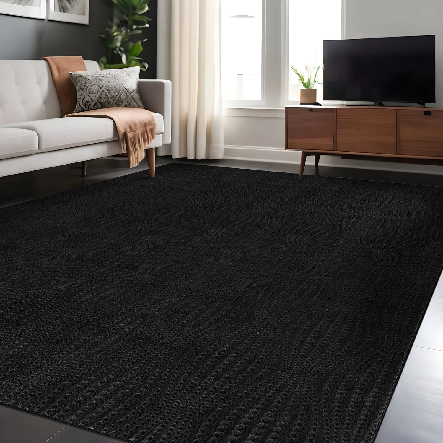 Beverly Rug Serenity Solid Modern Non Slip Soft Indoor Area Rug
