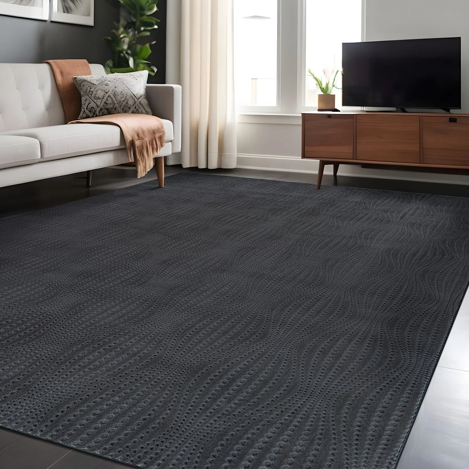 Beverly Rug Serenity Solid Modern Non Slip Soft Indoor Area Rug