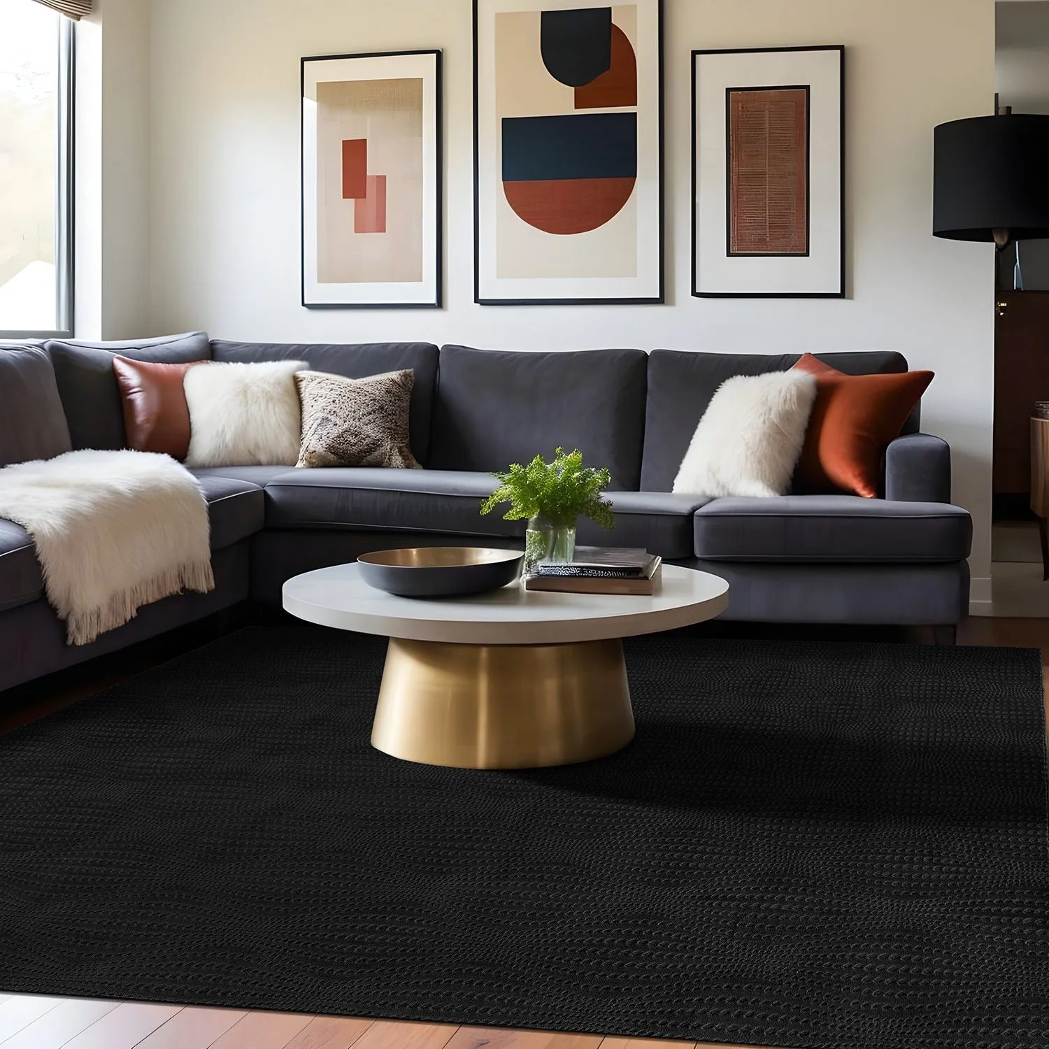 Beverly Rug Serenity Solid Modern Non Slip Soft Indoor Area Rug