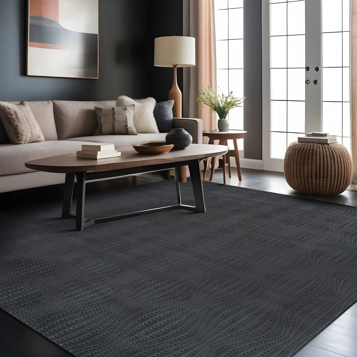 Beverly Rug Serenity Solid Modern Non Slip Soft Indoor Area Rug