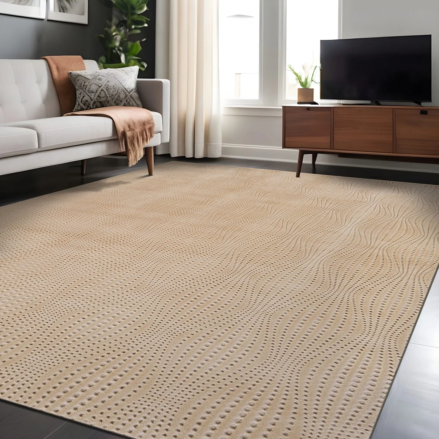 Beverly Rug Serenity Solid Modern Non Slip Soft Indoor Area Rug