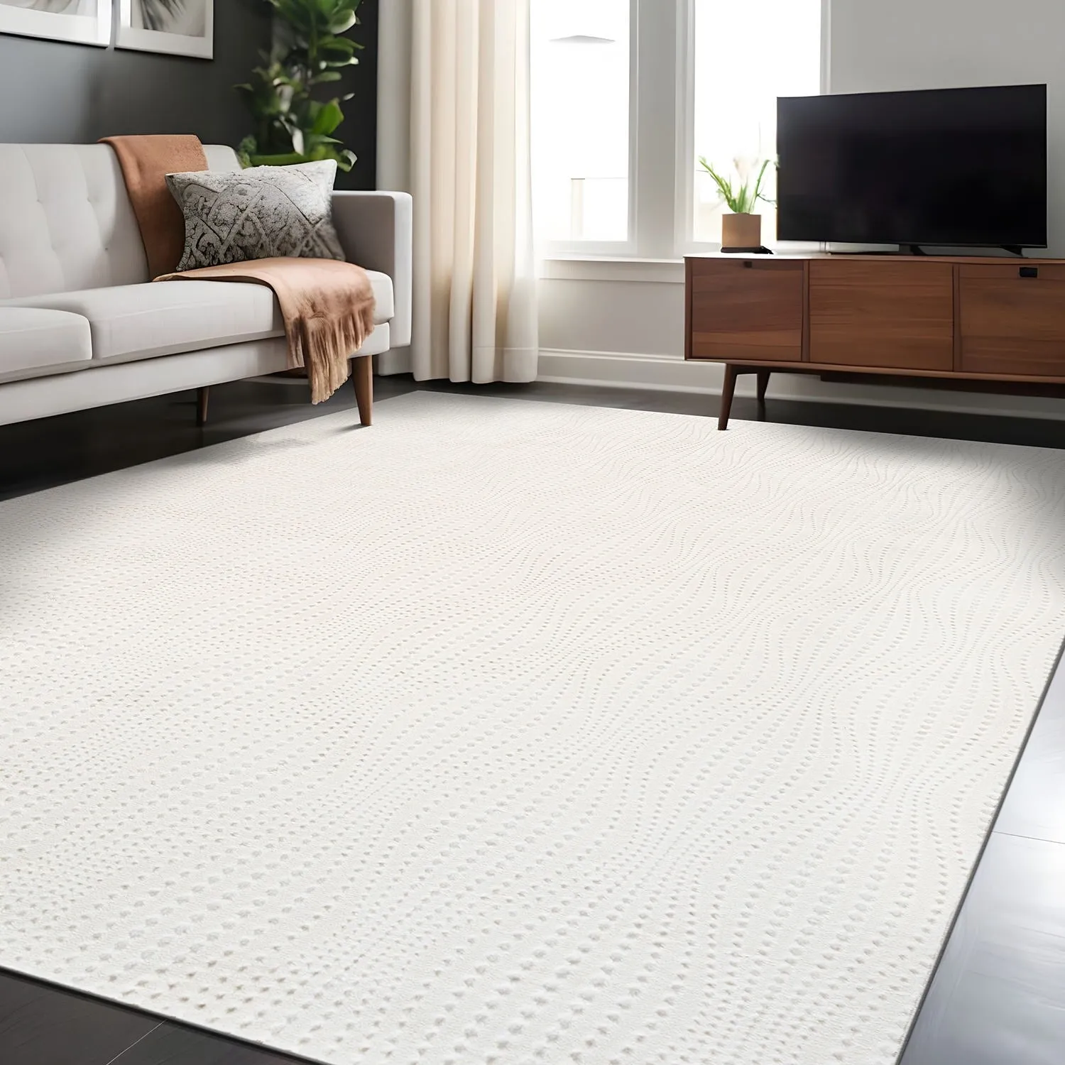 Beverly Rug Serenity Solid Modern Non Slip Soft Indoor Area Rug