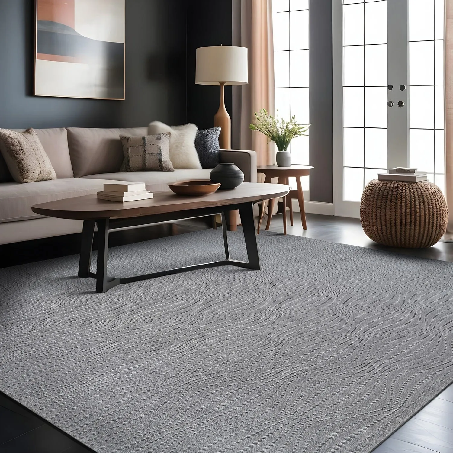 Beverly Rug Serenity Solid Modern Non Slip Soft Indoor Area Rug