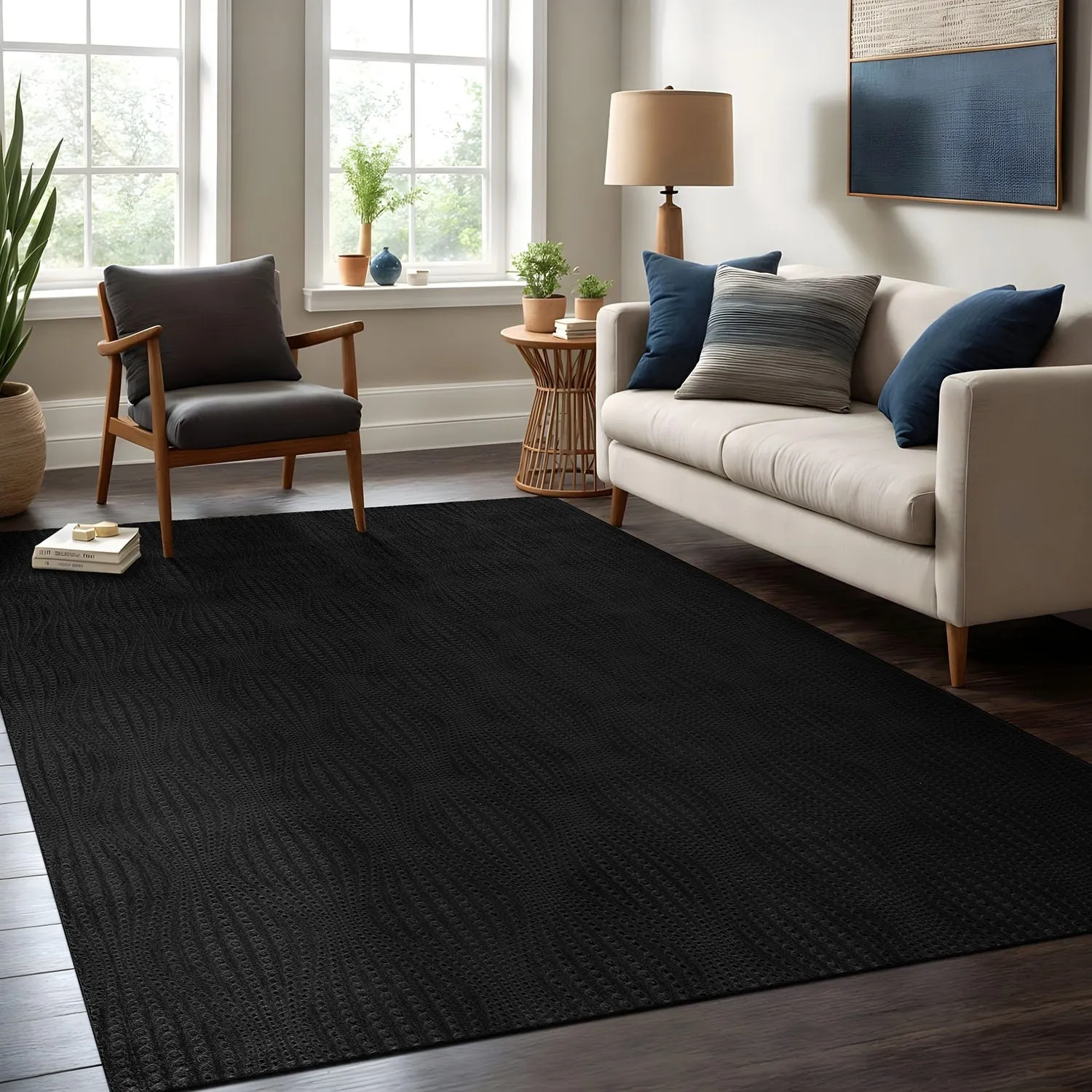 Beverly Rug Serenity Solid Modern Non Slip Soft Indoor Area Rug