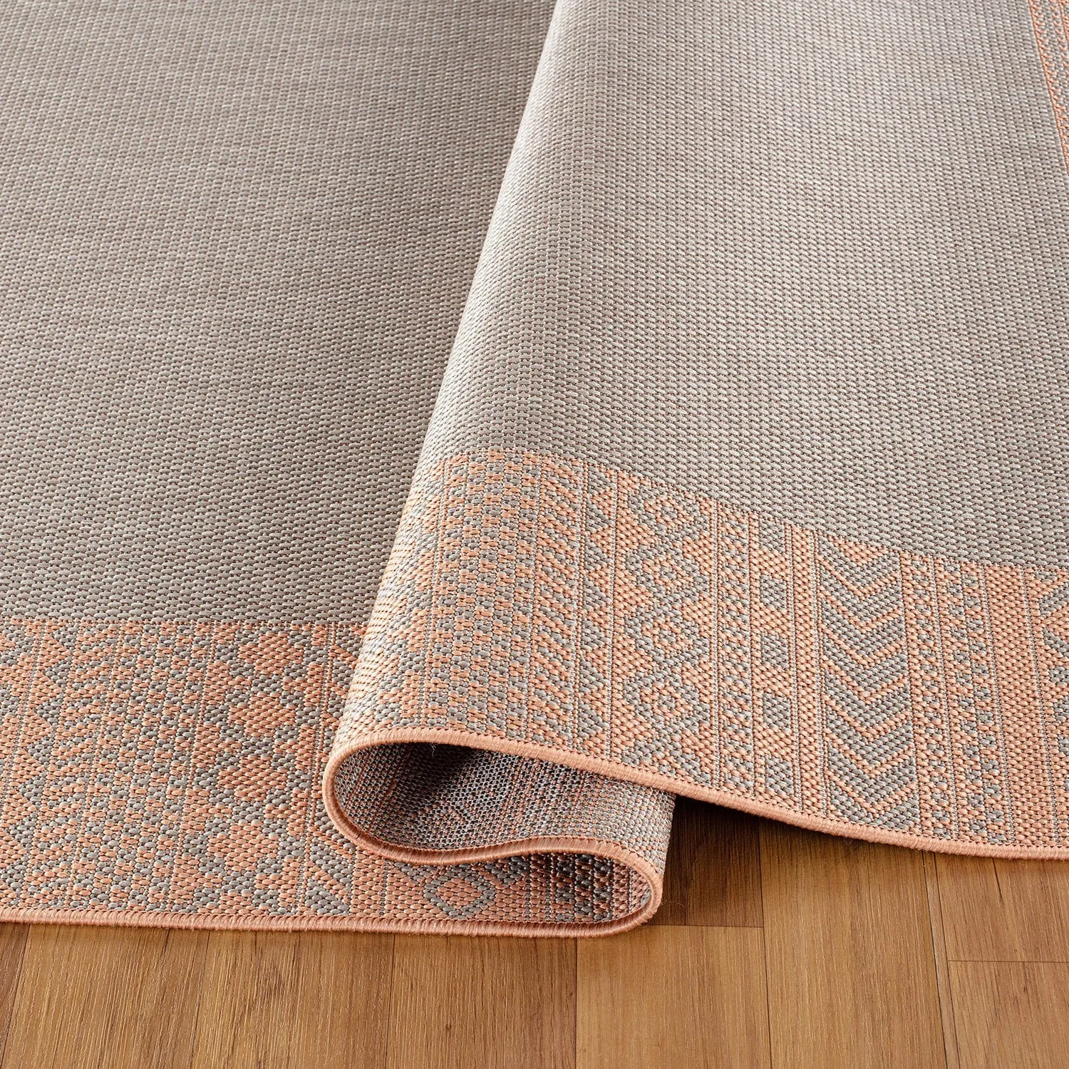 Bohemian Bordered Indoor/Outdoor Flatweave Waterproof Backyard Patio Area Rug