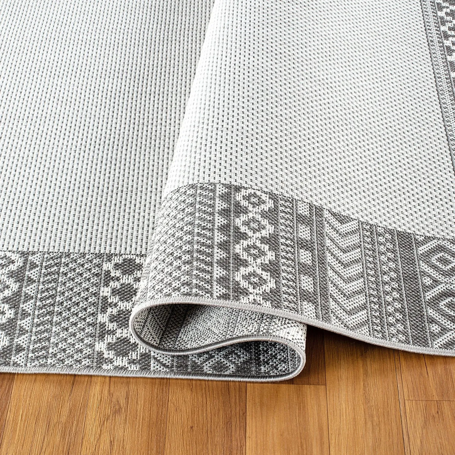 Bohemian Bordered Indoor/Outdoor Flatweave Waterproof Backyard Patio Area Rug