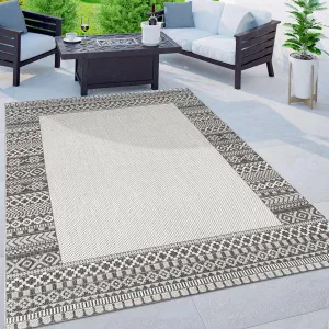 Bohemian Bordered Indoor/Outdoor Flatweave Waterproof Backyard Patio Area Rug