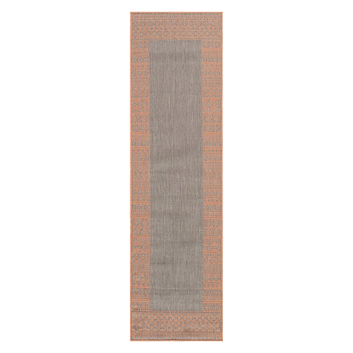 Bohemian Bordered Indoor/Outdoor Flatweave Waterproof Backyard Patio Area Rug