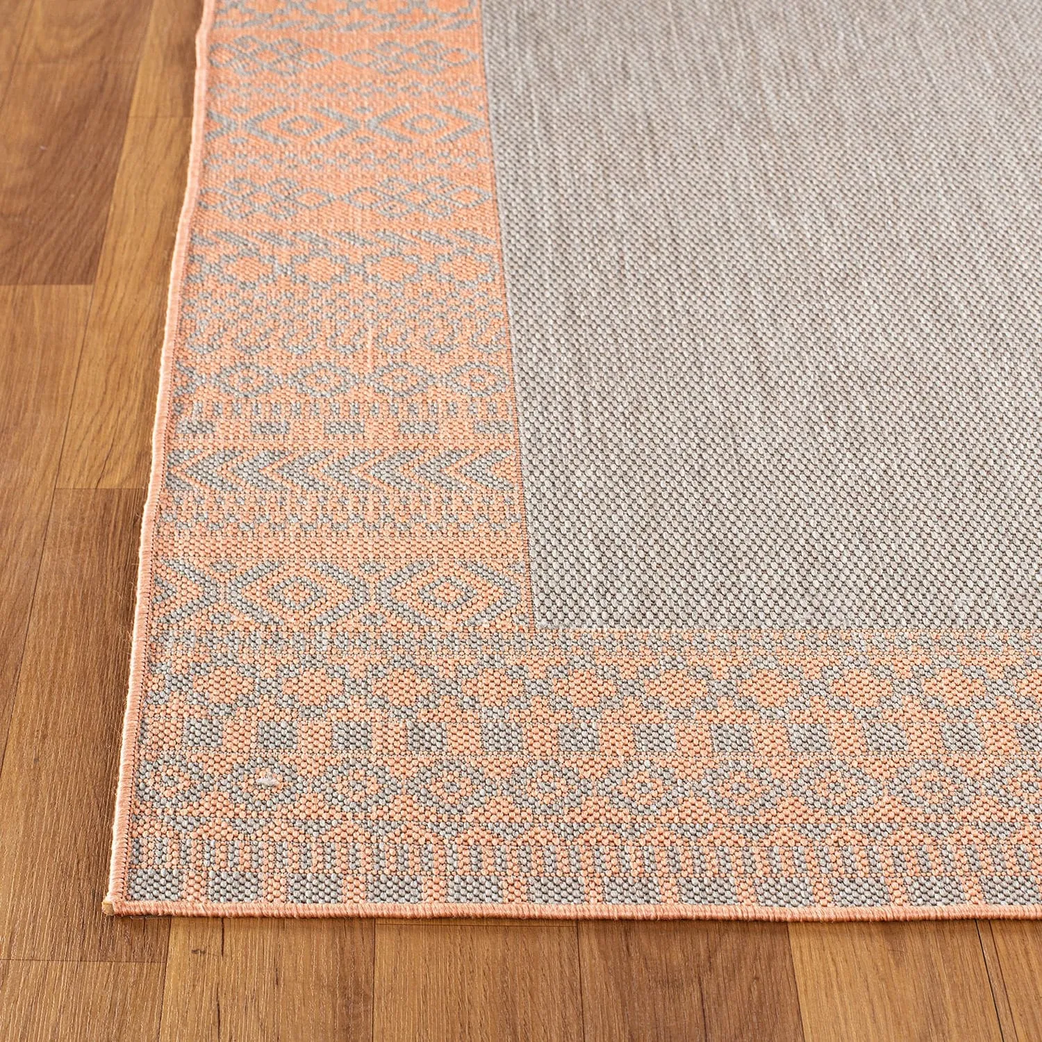 Bohemian Bordered Indoor/Outdoor Flatweave Waterproof Backyard Patio Area Rug